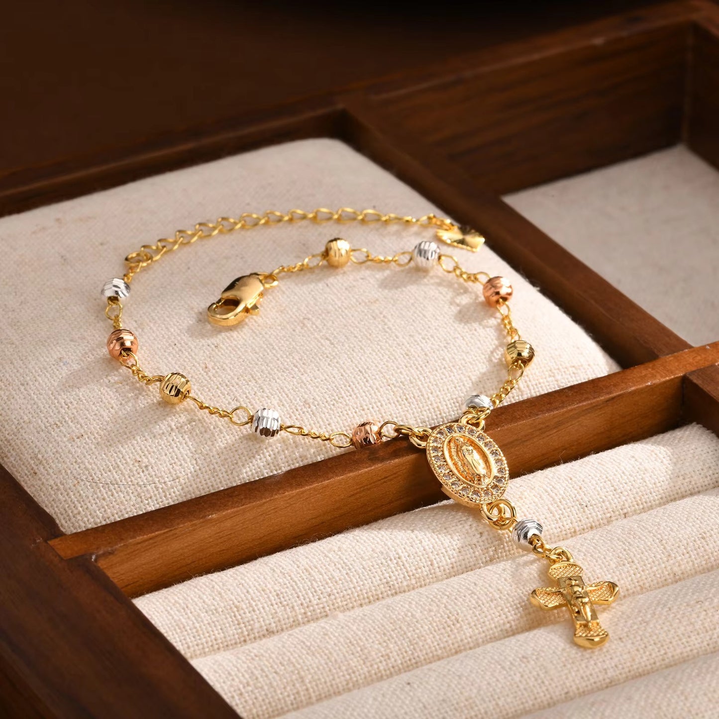 Edelstahl Rosenkranz Kreuz Armband "Battesimo con le dita no.5332" - PITANI