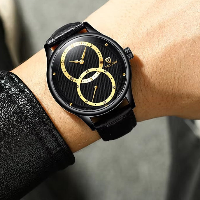 Kreisförmige Zeiger Leder Automatik Armbanduhr "Puntatore circolare Scratch no.4167" - PITANI