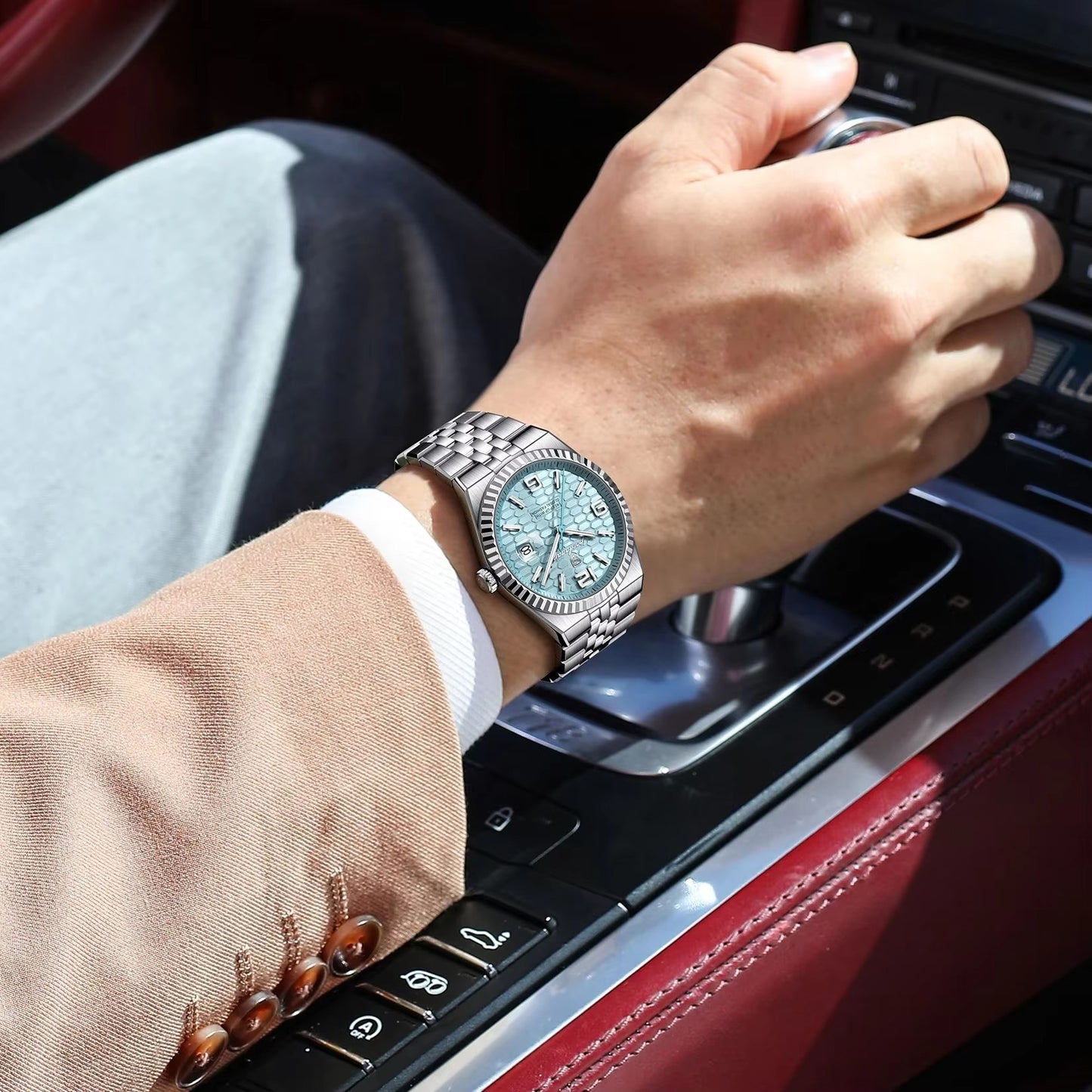 Edelstahl Armbanduhr "Impermeabile no.4160" mit Wabenförmigem Ziffernblatt - PITANI