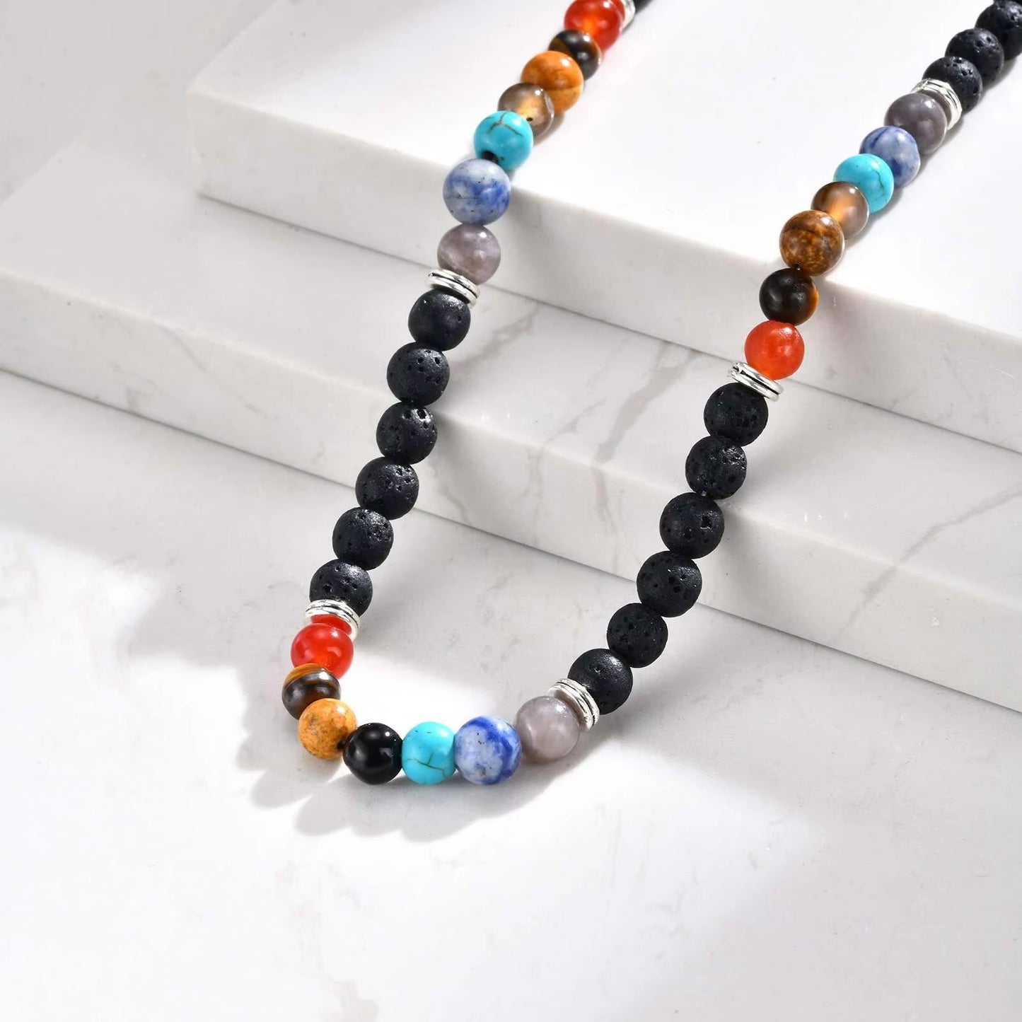 Bunte Perlen Halskette "Collana di perline di pietra no.4248" - PITANI