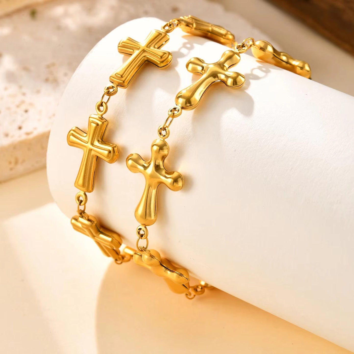 Edelstahl Kreuz Armband "Catena a croce placcata in oro no.5320" - PITANI