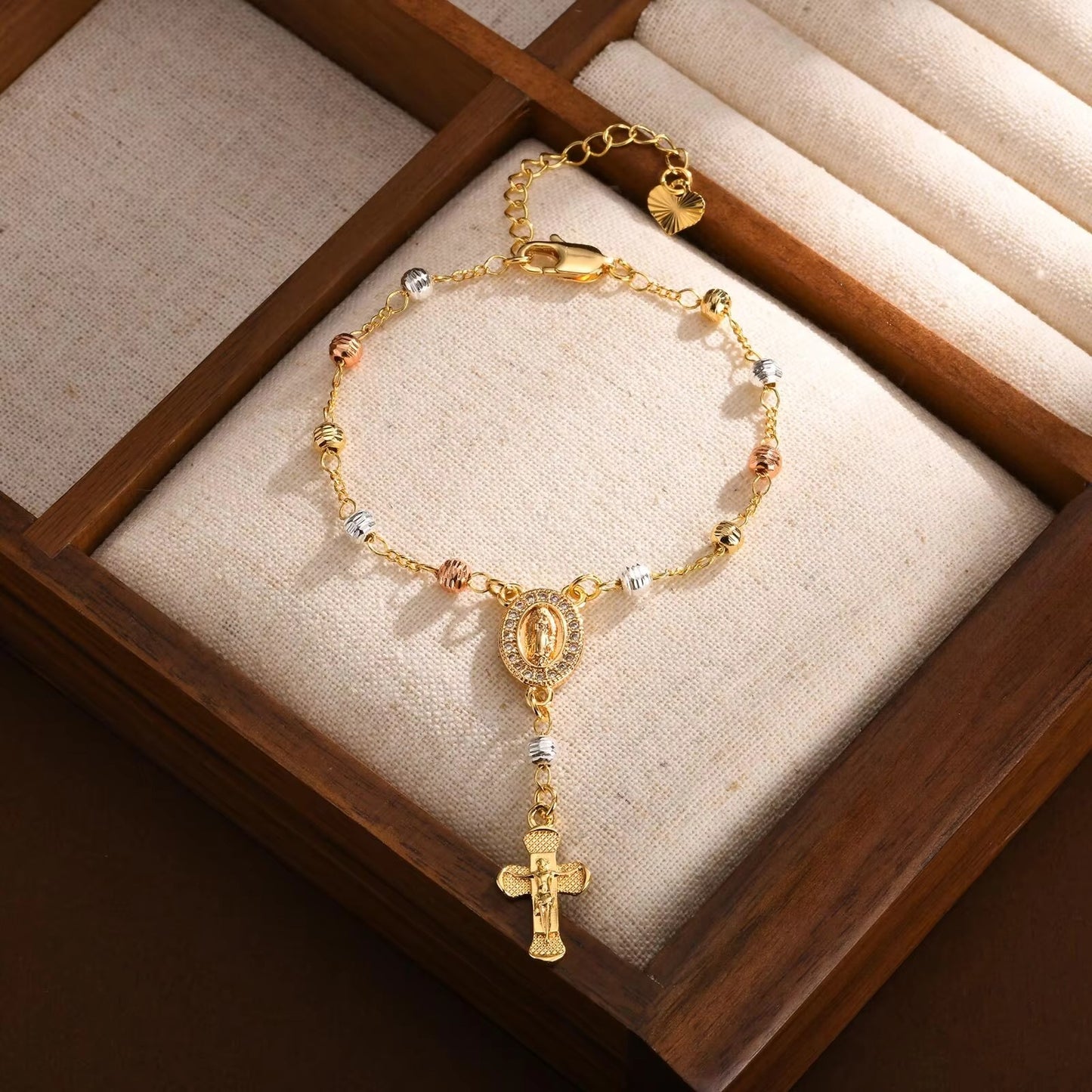 Edelstahl Rosenkranz Kreuz Armband "Battesimo con le dita no.5332" - PITANI