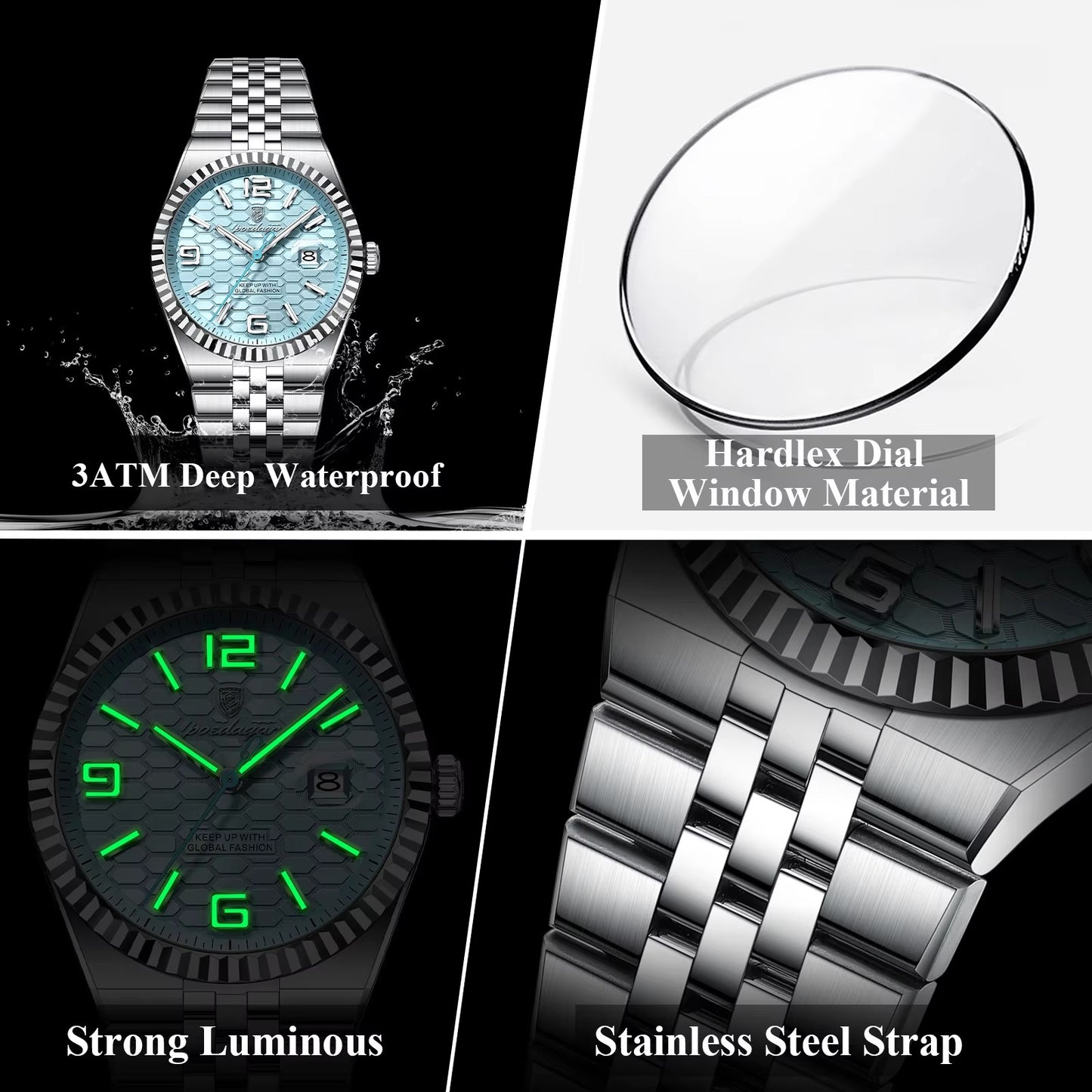Edelstahl Armbanduhr "Impermeabile no.4160" mit Wabenförmigem Ziffernblatt - PITANI