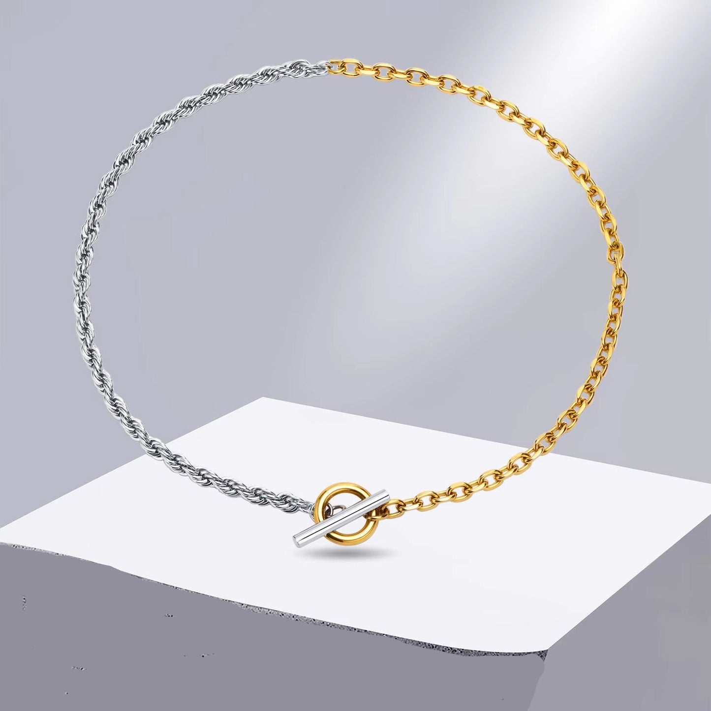 Doppelfarbige Edelstahl Halskette "Collane a catena per donna no.4201" - PITANI
