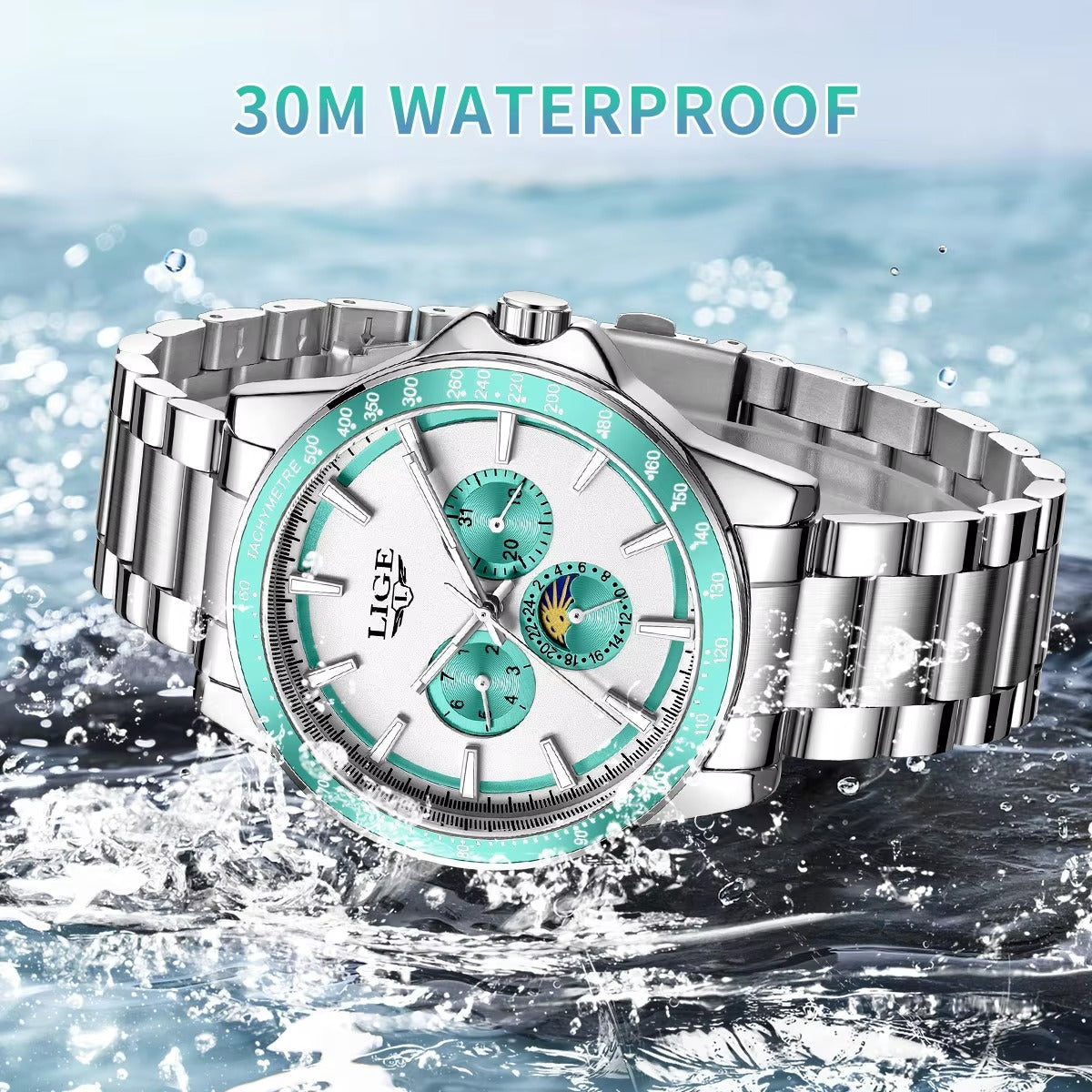 Zeitlos elegante Edelstahl Armbanduhr "Fase lunare no.5188" - PITANI