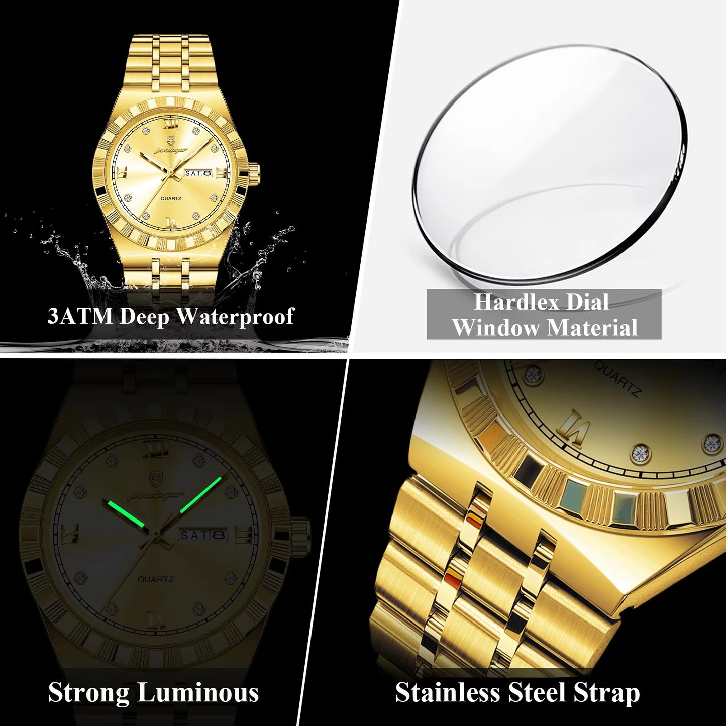 Edelstahl Armbanduhr mit eleganter Lünette "Luminoso impermeabile no.5199" - PITANI