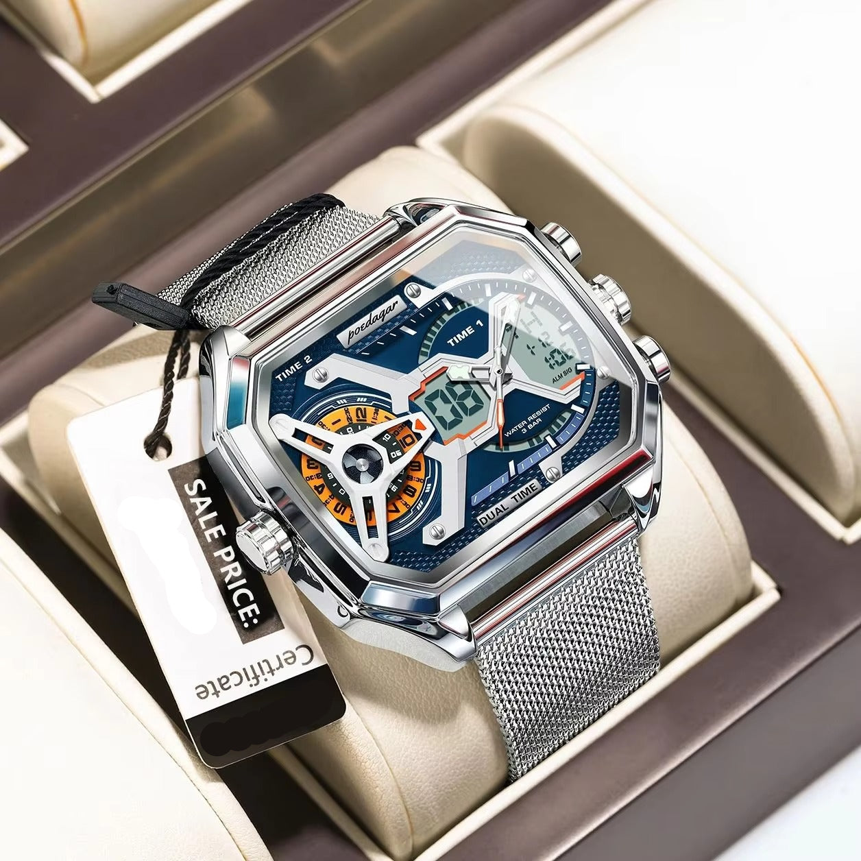 Außergewöhnliche Armbanduhr mit digitaler Anzeige "Orologio da uomo rettangolare di alta moda no.4190" - PITANI