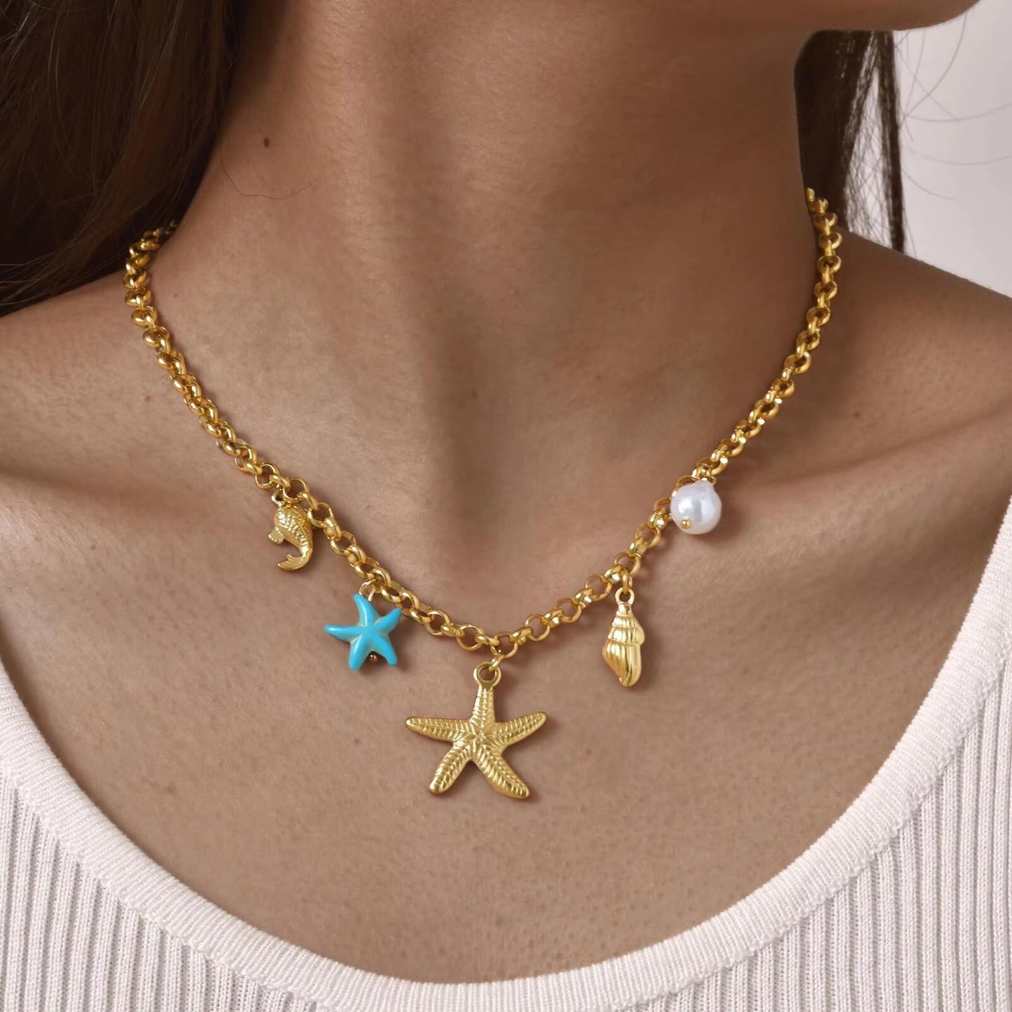 Edelstahl Meeresobjekte Halskette "Collana di gioielli impermeabili no.4243" - PITANI