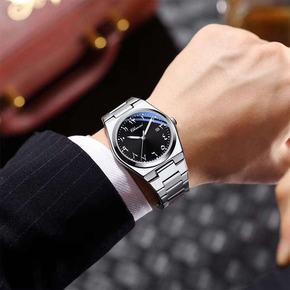 Edelstahl Armbanduhr mit arabischen Zahlen "Orologi luminosi da uomo no.4170" - PITANI