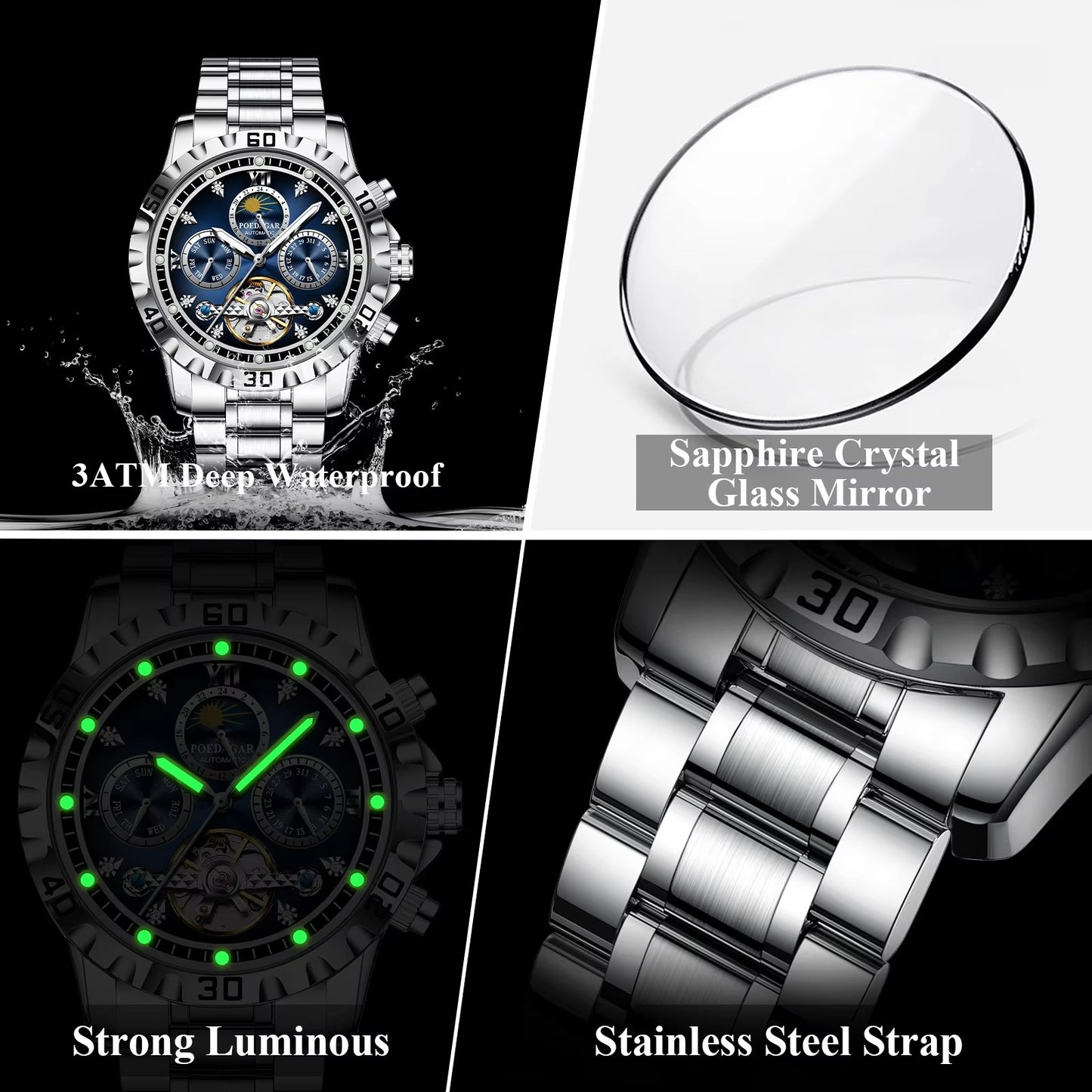 Edelstahl Automatik Armbanduhr "Data Settimana Meccanica no.5268“ - PITANI