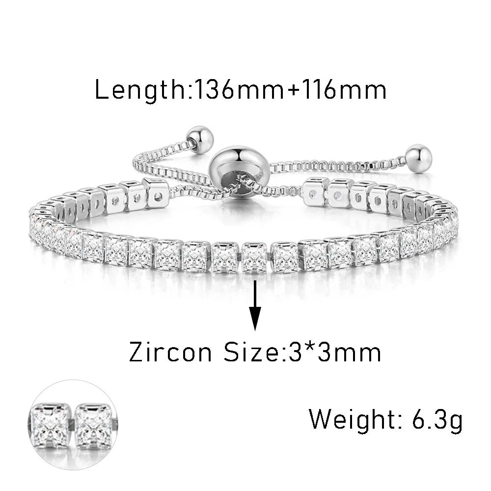 Edelstahl Glitzer Armband "Zircone Trasparente Regolabile no.5304"