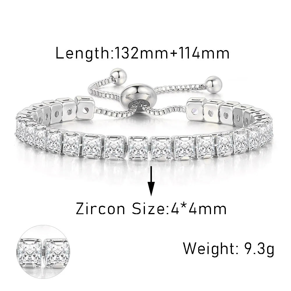 Edelstahl Glitzer Armband "Zircone Trasparente Regolabile no.5304"