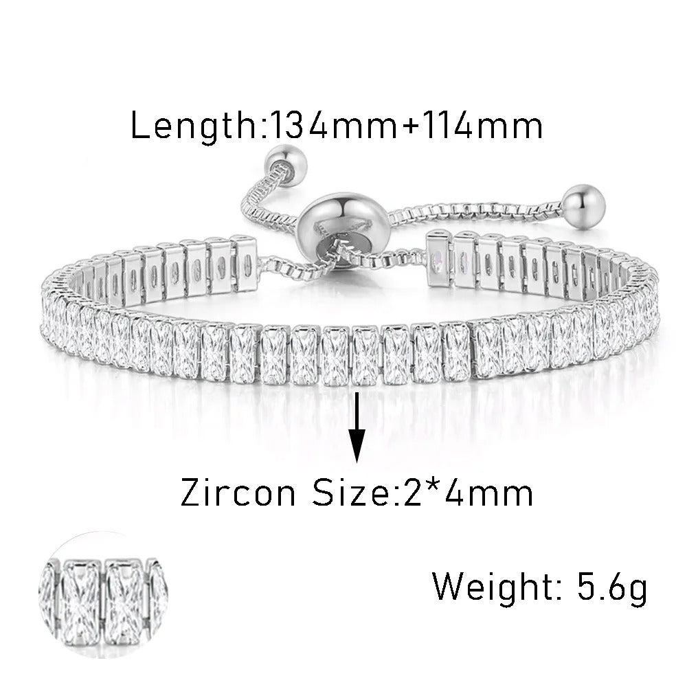 Edelstahl Glitzer Armband "Zircone Trasparente Regolabile no.5304"