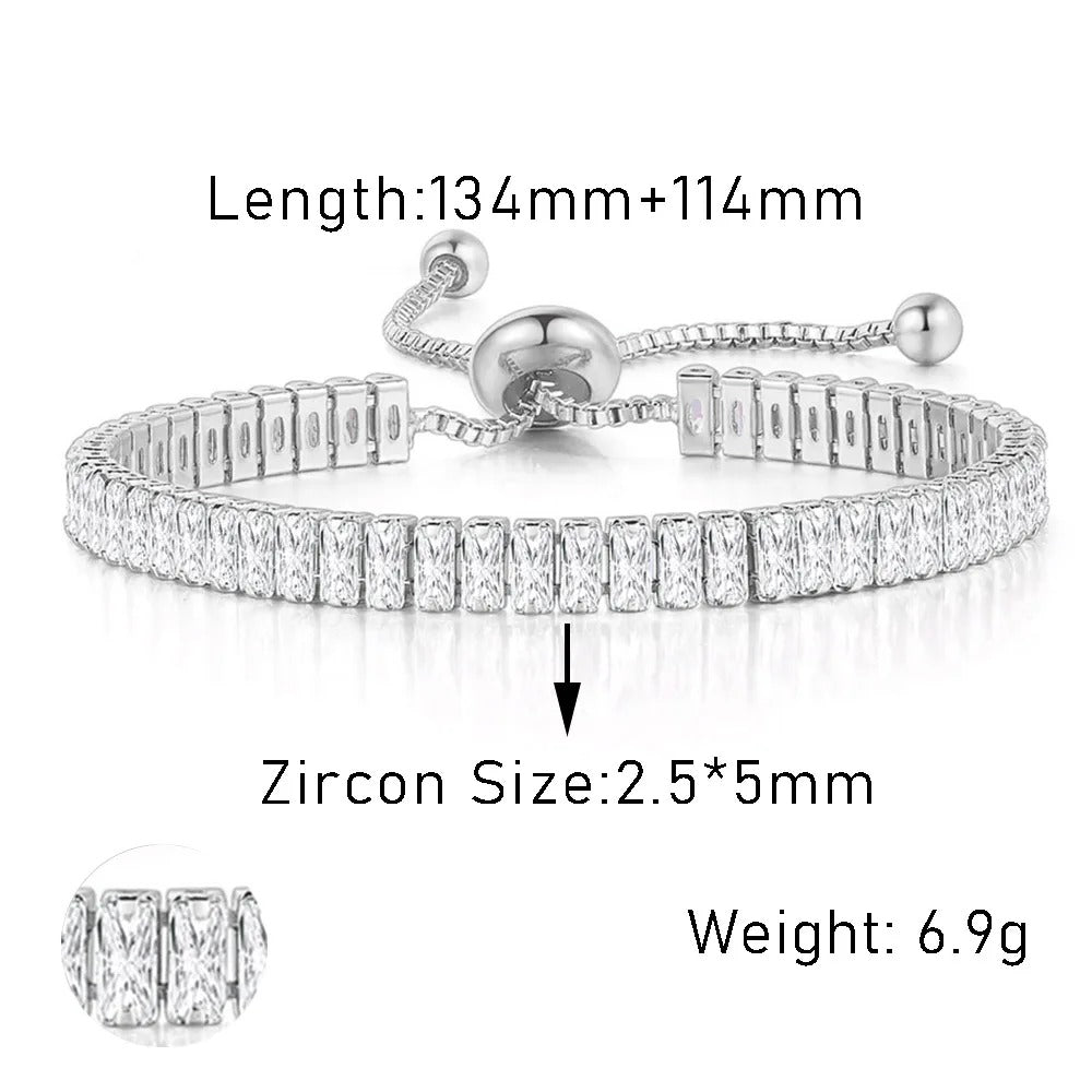 Edelstahl Glitzer Armband "Zircone Trasparente Regolabile no.5304"