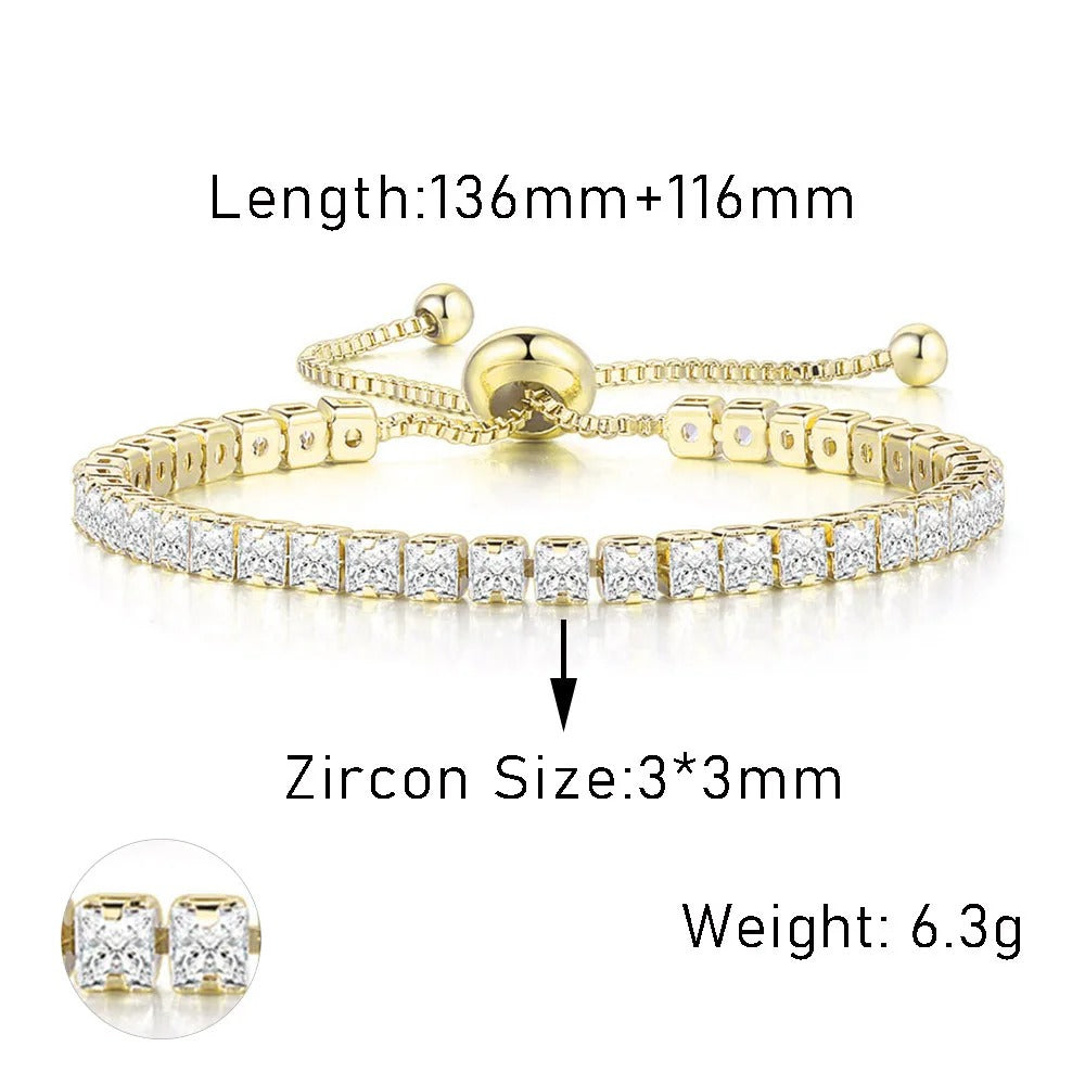 Edelstahl Glitzer Armband "Zircone Trasparente Regolabile no.5304"