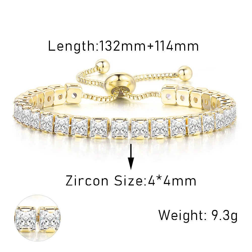 Edelstahl Glitzer Armband "Zircone Trasparente Regolabile no.5304"