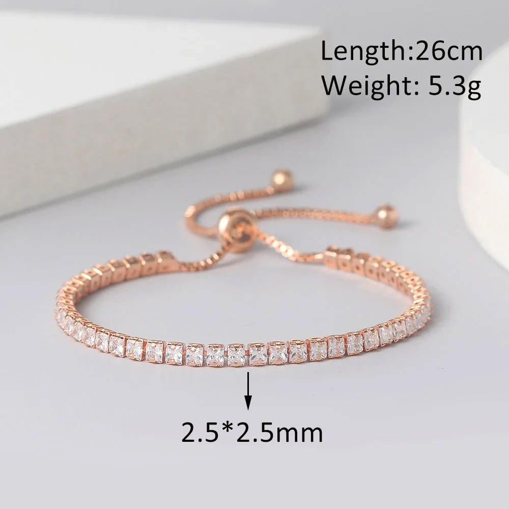 Edelstahl Glitzer Armband "Zircone Trasparente Regolabile no.5304"