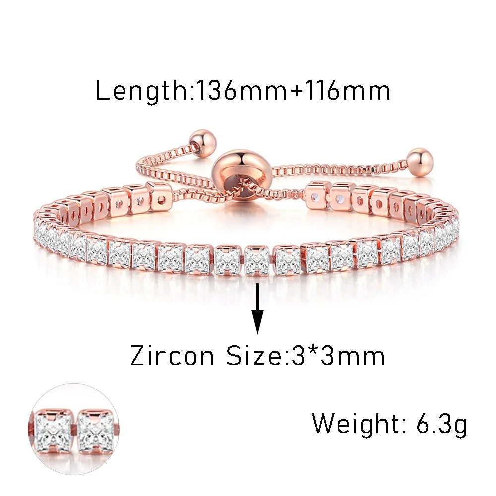 Edelstahl Glitzer Armband "Zircone Trasparente Regolabile no.5304"
