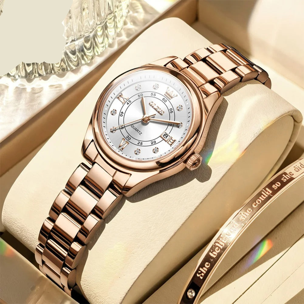Elegante Damen Quarzarmbanduhr mit Datum & Kalender – Wasserdichte Schmuckuhr Armbanduhr no.3280 - PITANI