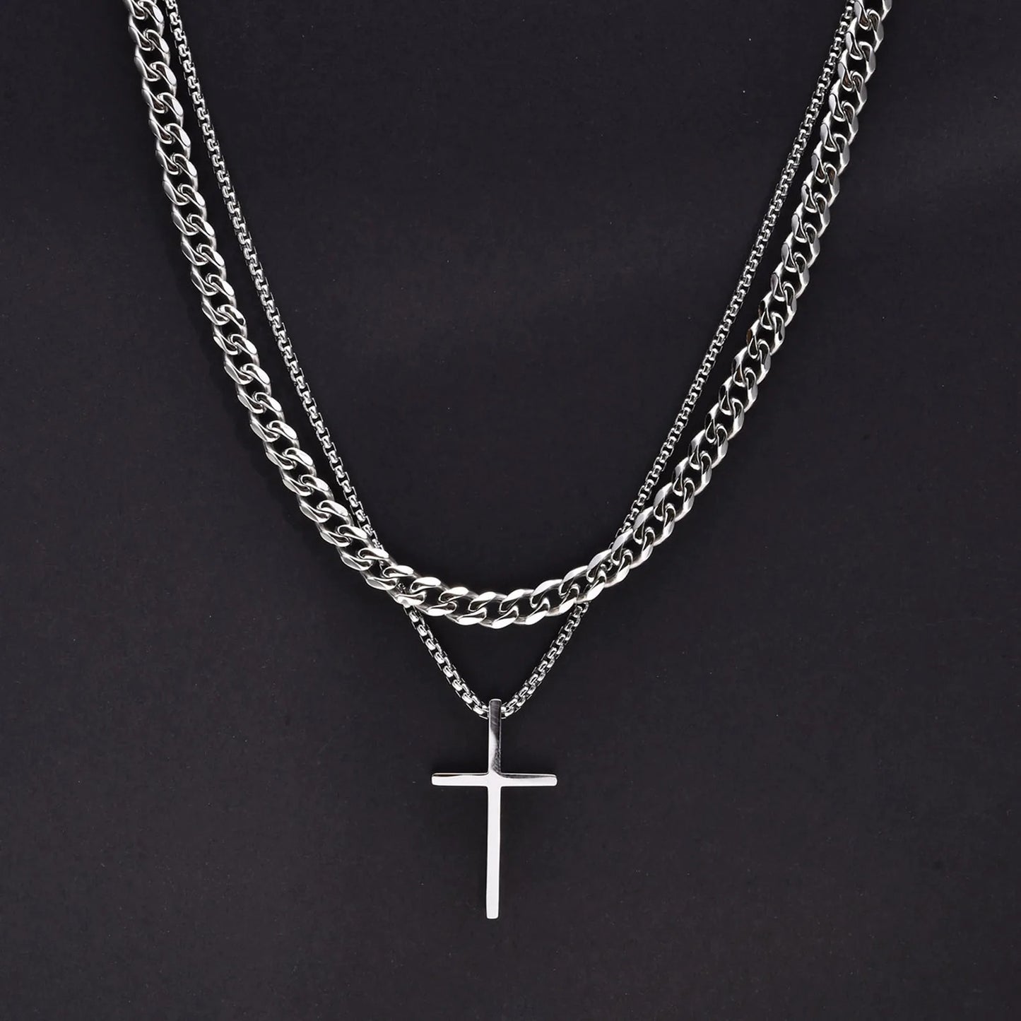 Edelstahl Kreuz Halskette "Ciondolo croce semplice no.4233" - PITANI