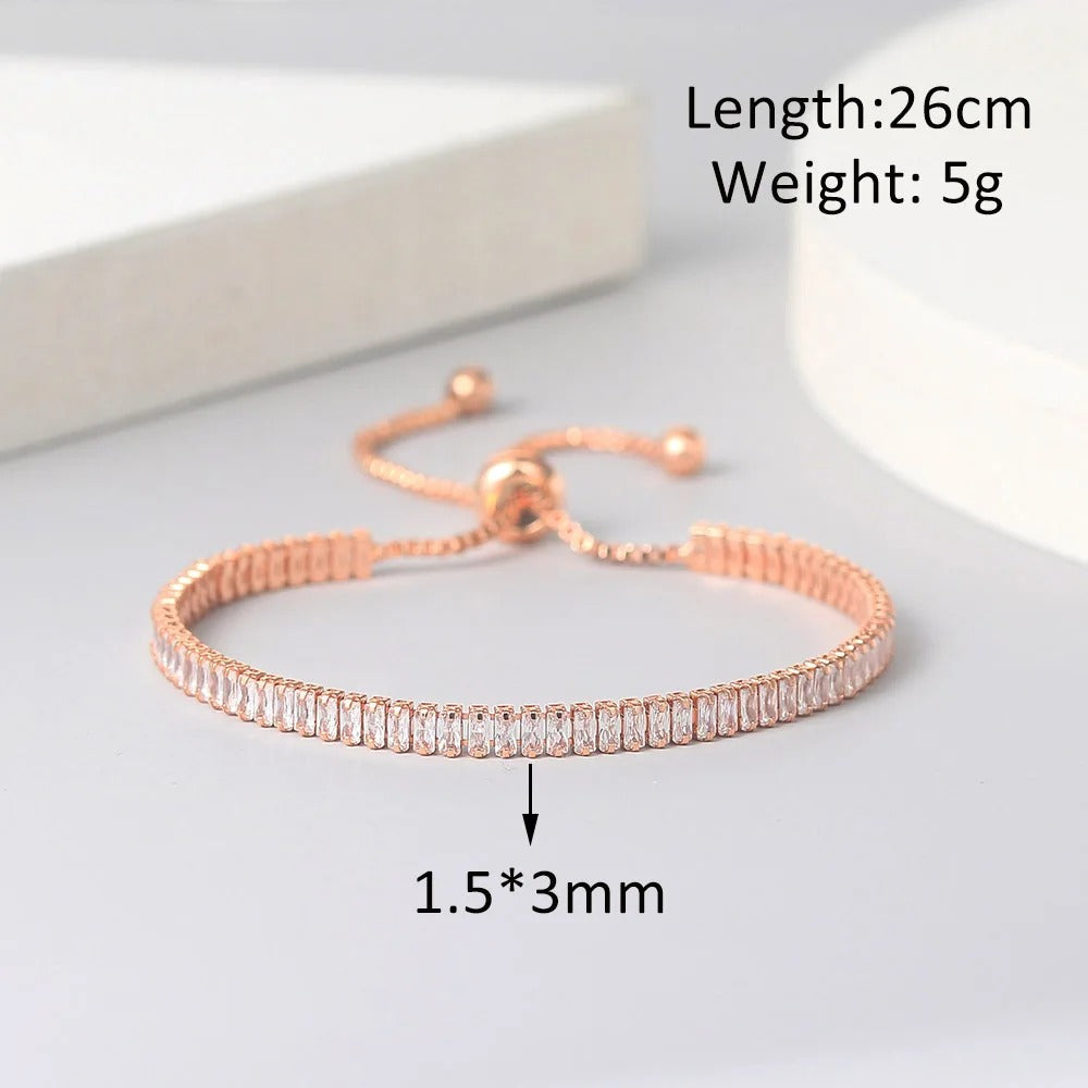 Edelstahl Glitzer Armband "Zircone Trasparente Regolabile no.5304"