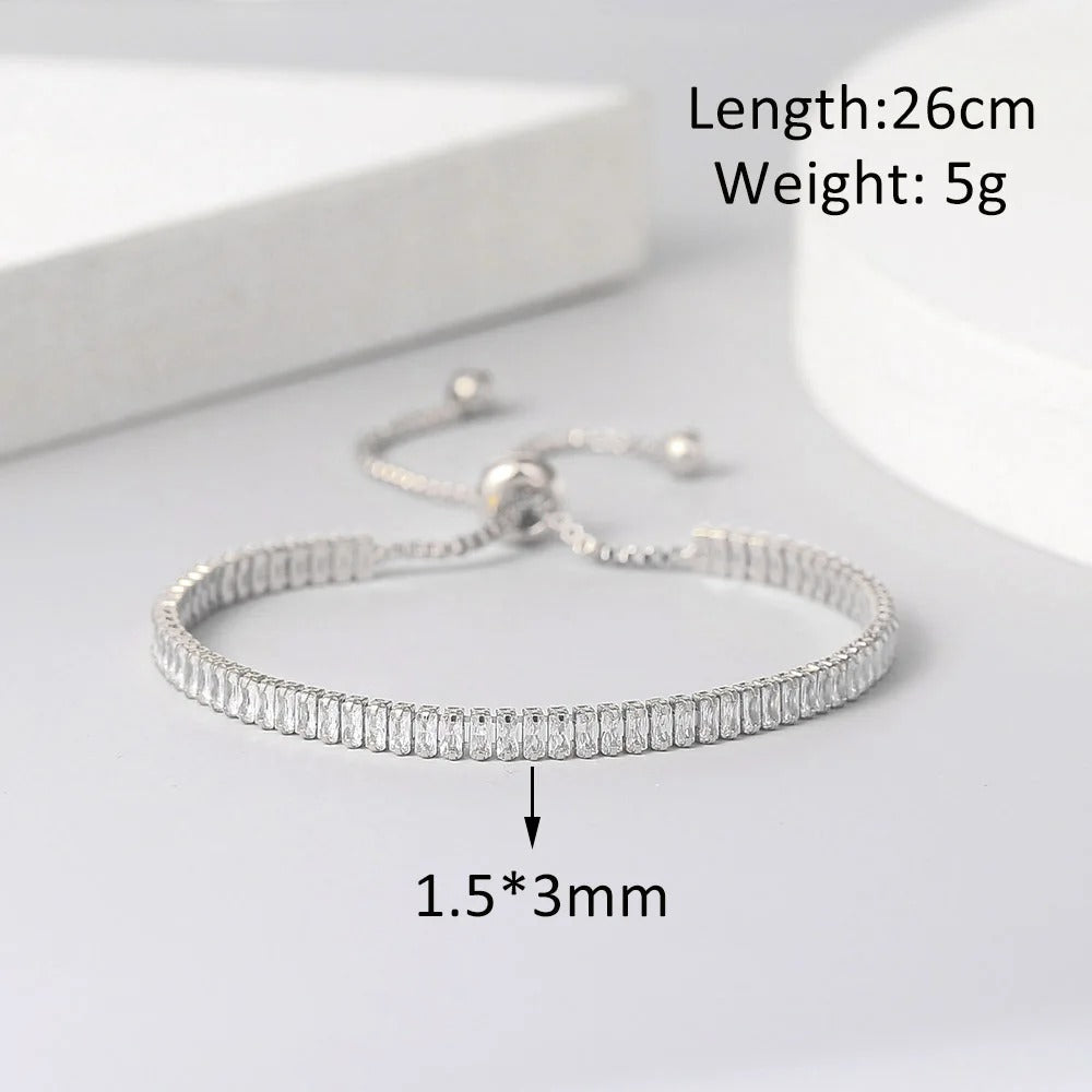 Edelstahl Glitzer Armband "Zircone Trasparente Regolabile no.5304"