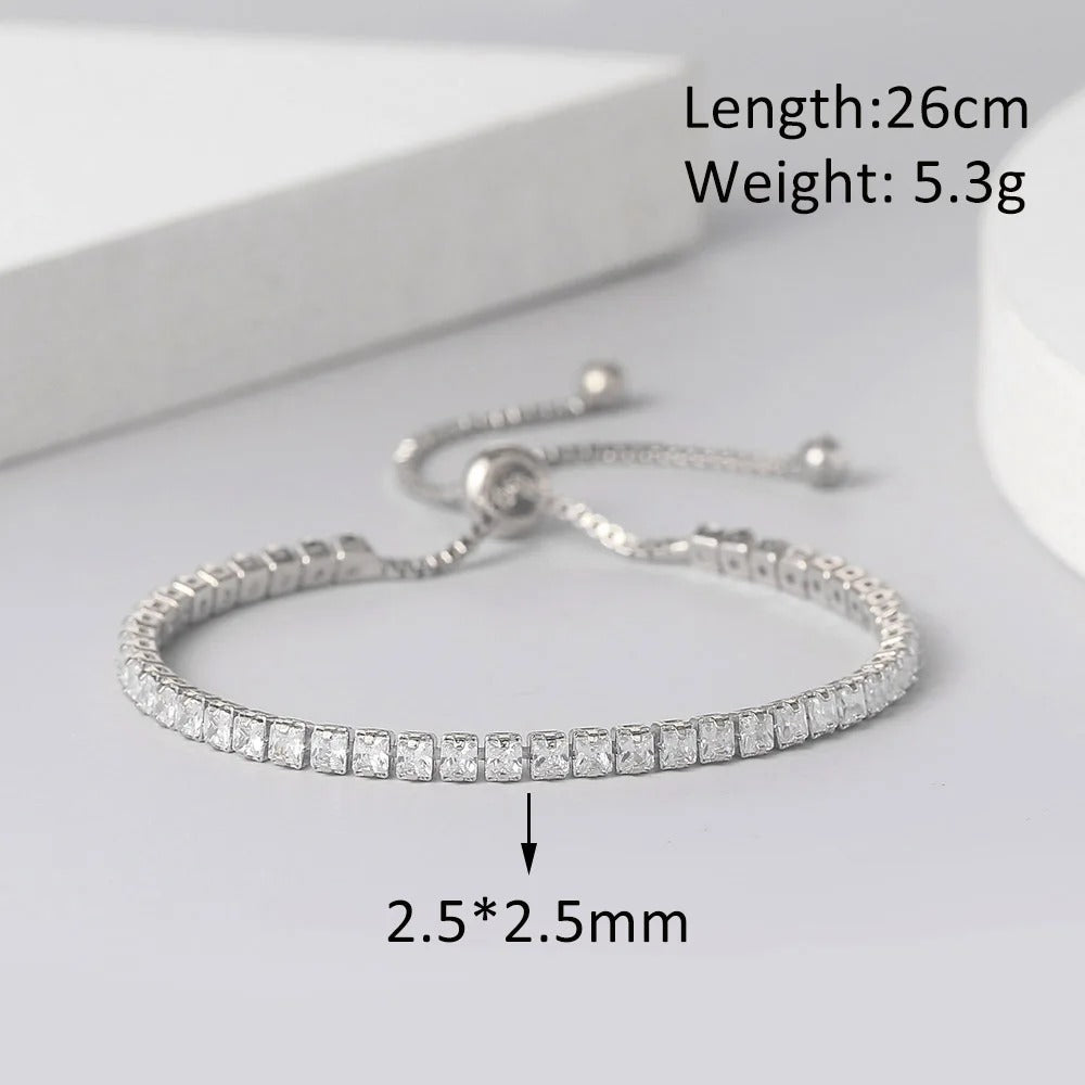 Edelstahl Glitzer Armband "Zircone Trasparente Regolabile no.5304"
