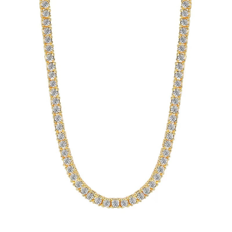 Edelstahl Glitzer Halskette "Collana a catena da tennis no.4234" - PITANI