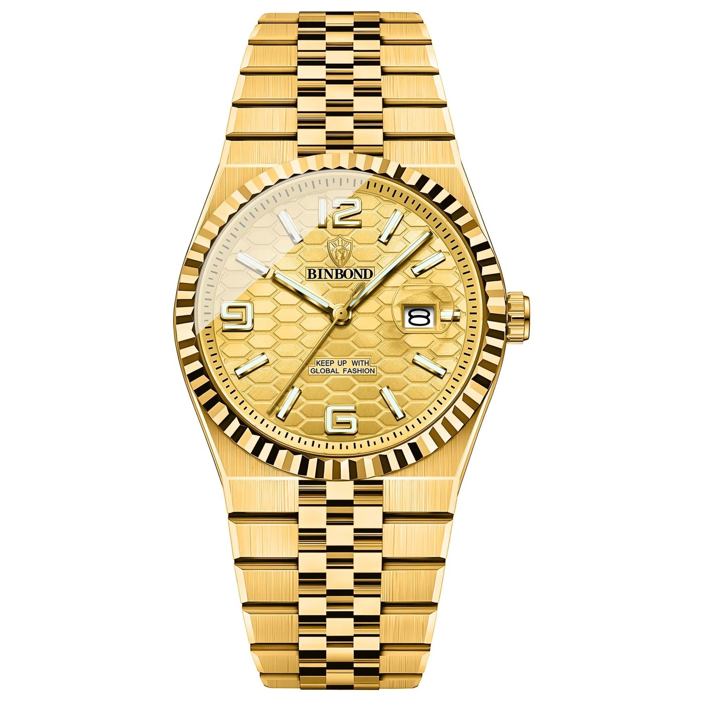 Elegant gestreifte Edelstahl Armbanduhr "Calendario al quarzo impermeabile no.4171" - PITANI
