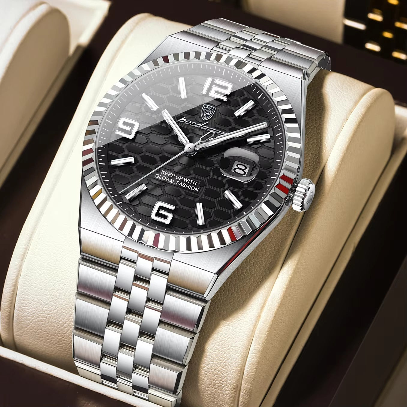 Edelstahl Armbanduhr "Impermeabile no.4160" mit Wabenförmigem Ziffernblatt - PITANI