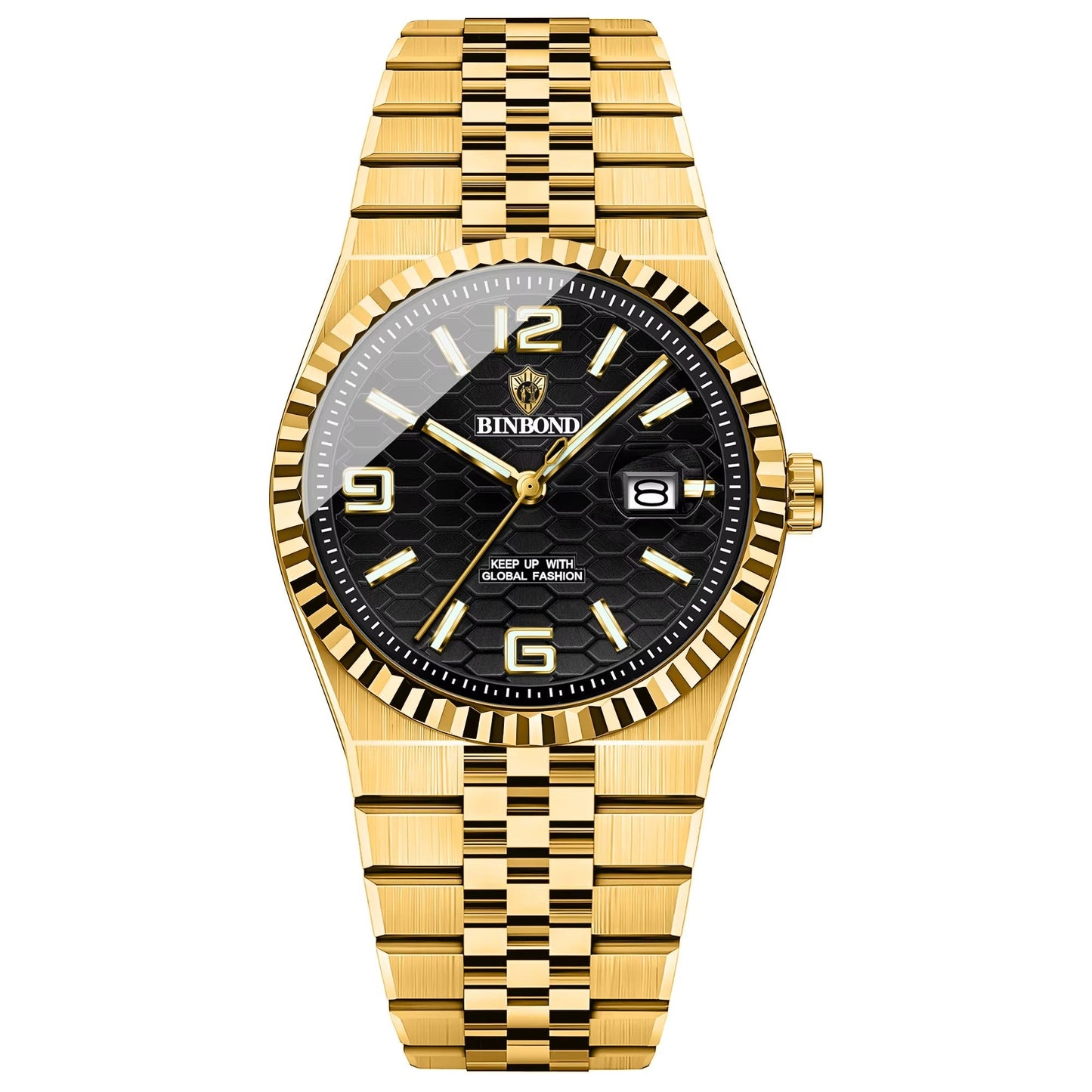 Elegant gestreifte Edelstahl Armbanduhr "Calendario al quarzo impermeabile no.4171" - PITANI