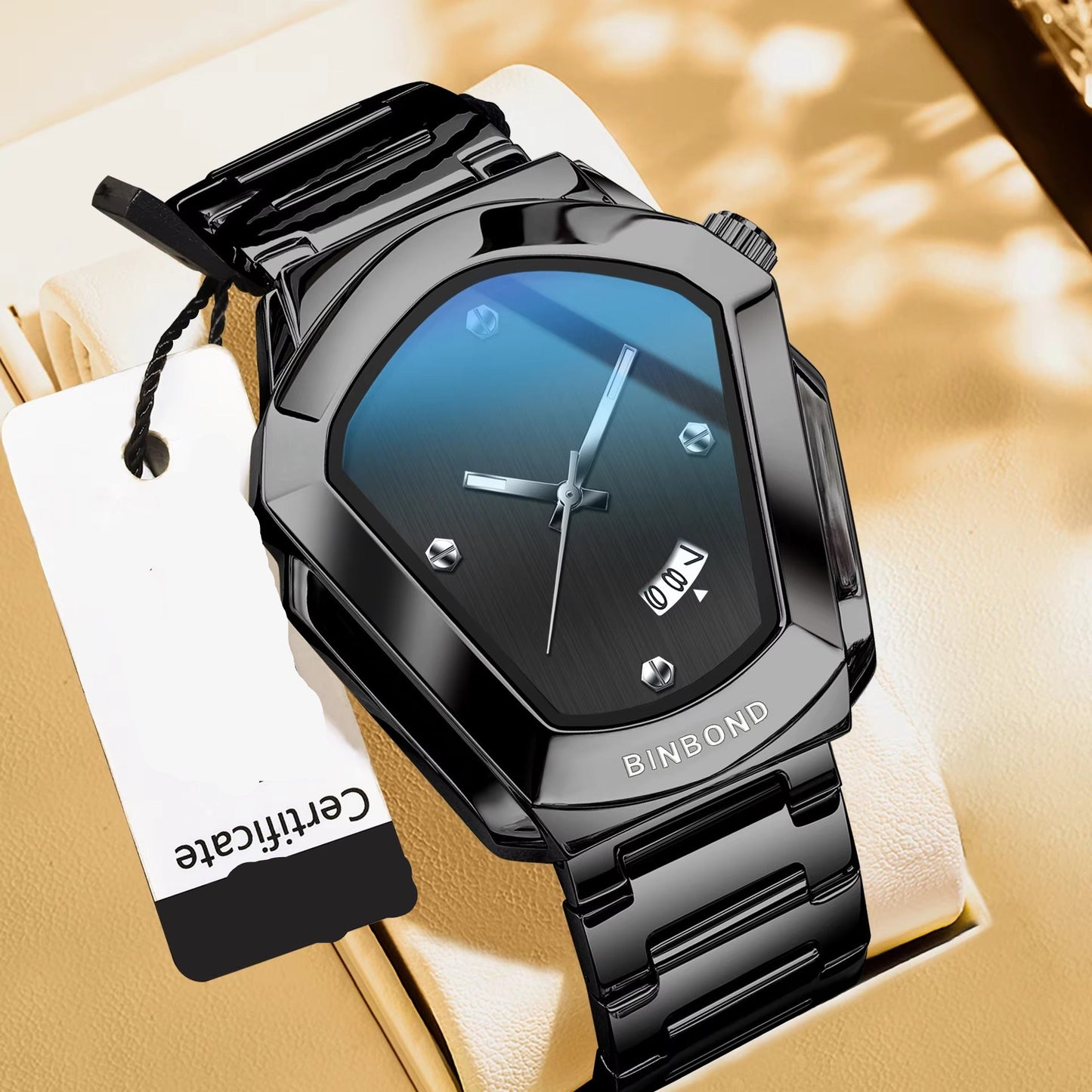 Außergewöhnlich geformte Edelstahl Armbanduhr "Quarzo diamante no.4165" - PITANI