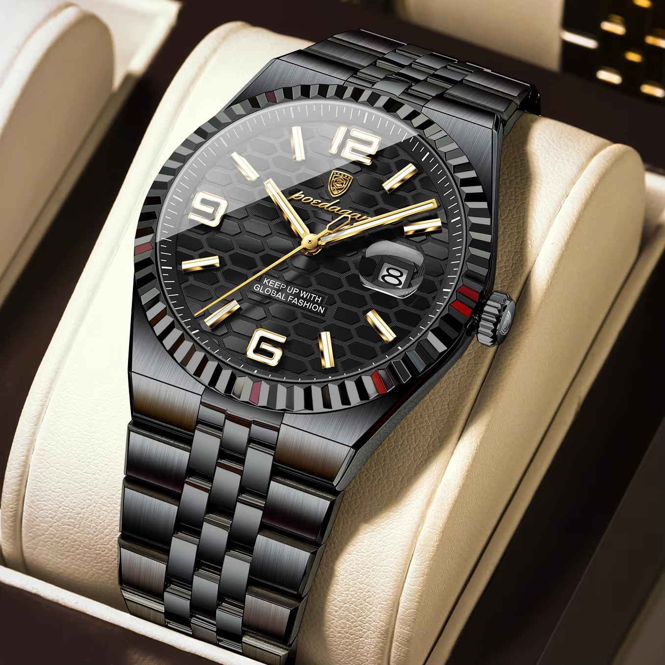Edelstahl Armbanduhr "Impermeabile no.4160" mit Wabenförmigem Ziffernblatt - PITANI