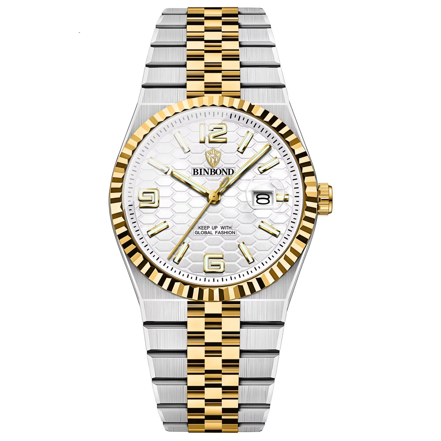 Elegant gestreifte Edelstahl Armbanduhr "Calendario al quarzo impermeabile no.4171" - PITANI