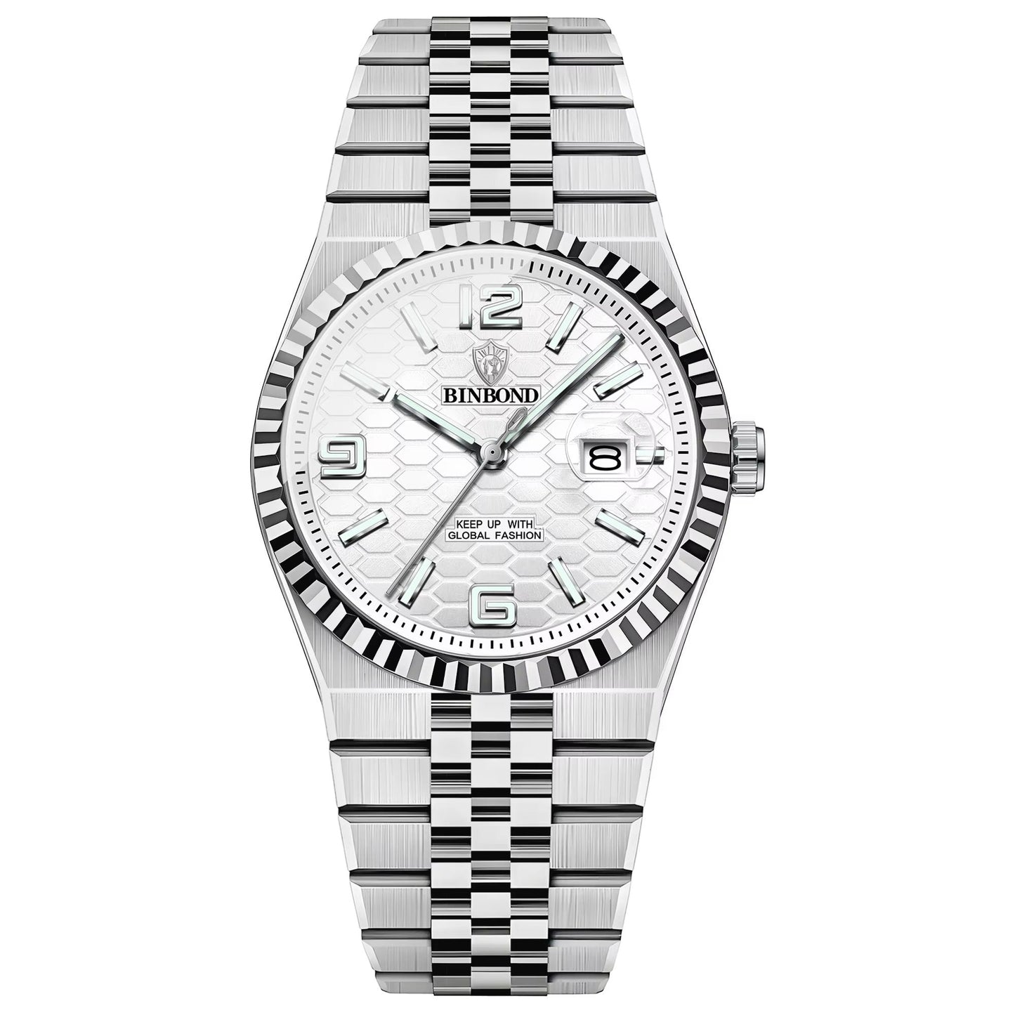 Elegant gestreifte Edelstahl Armbanduhr "Calendario al quarzo impermeabile no.4171" - PITANI