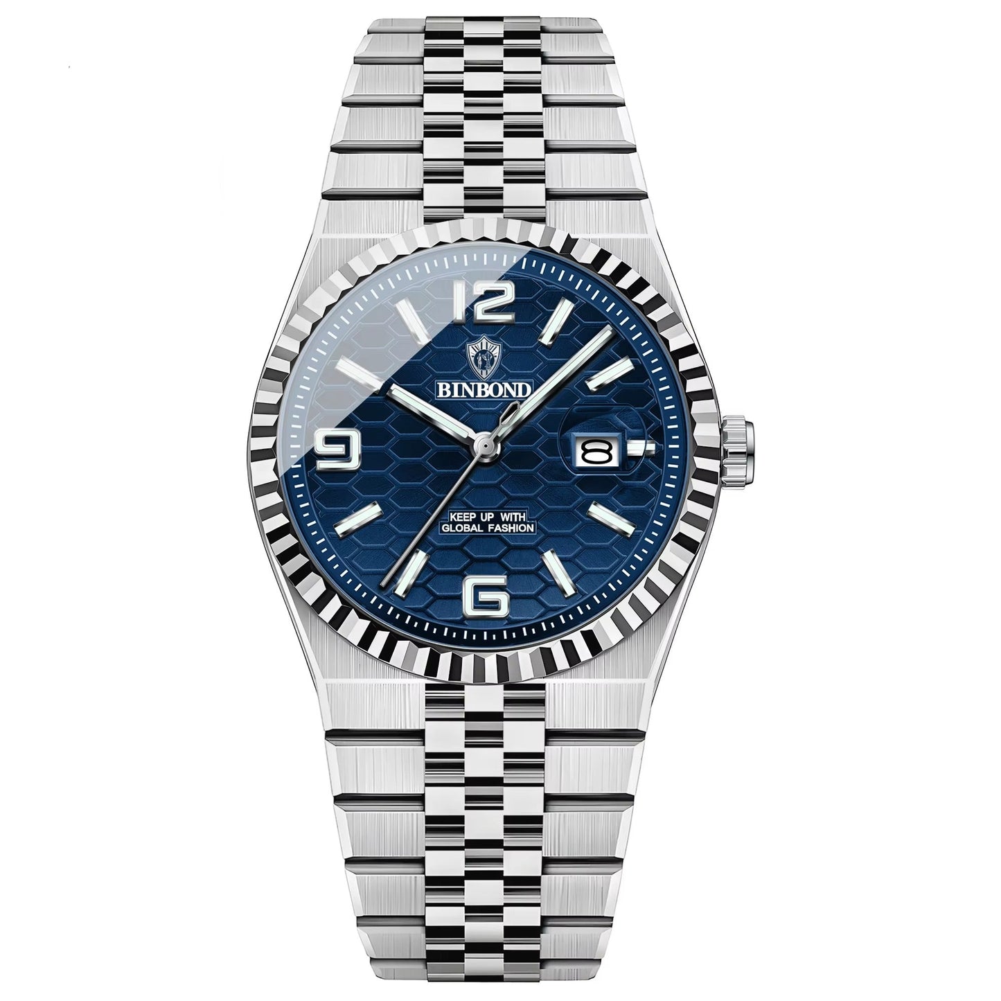 Elegant gestreifte Edelstahl Armbanduhr "Calendario al quarzo impermeabile no.4171" - PITANI