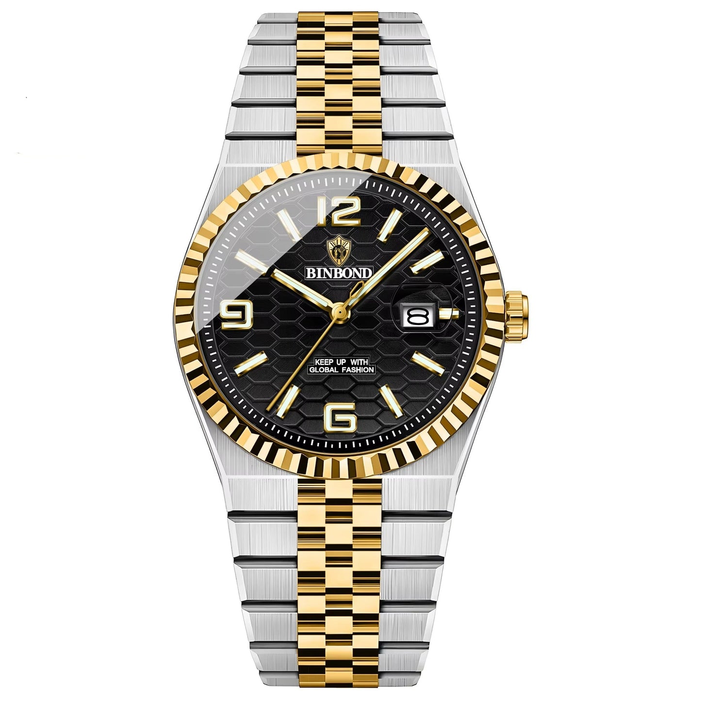 Elegant gestreifte Edelstahl Armbanduhr "Calendario al quarzo impermeabile no.4171" - PITANI
