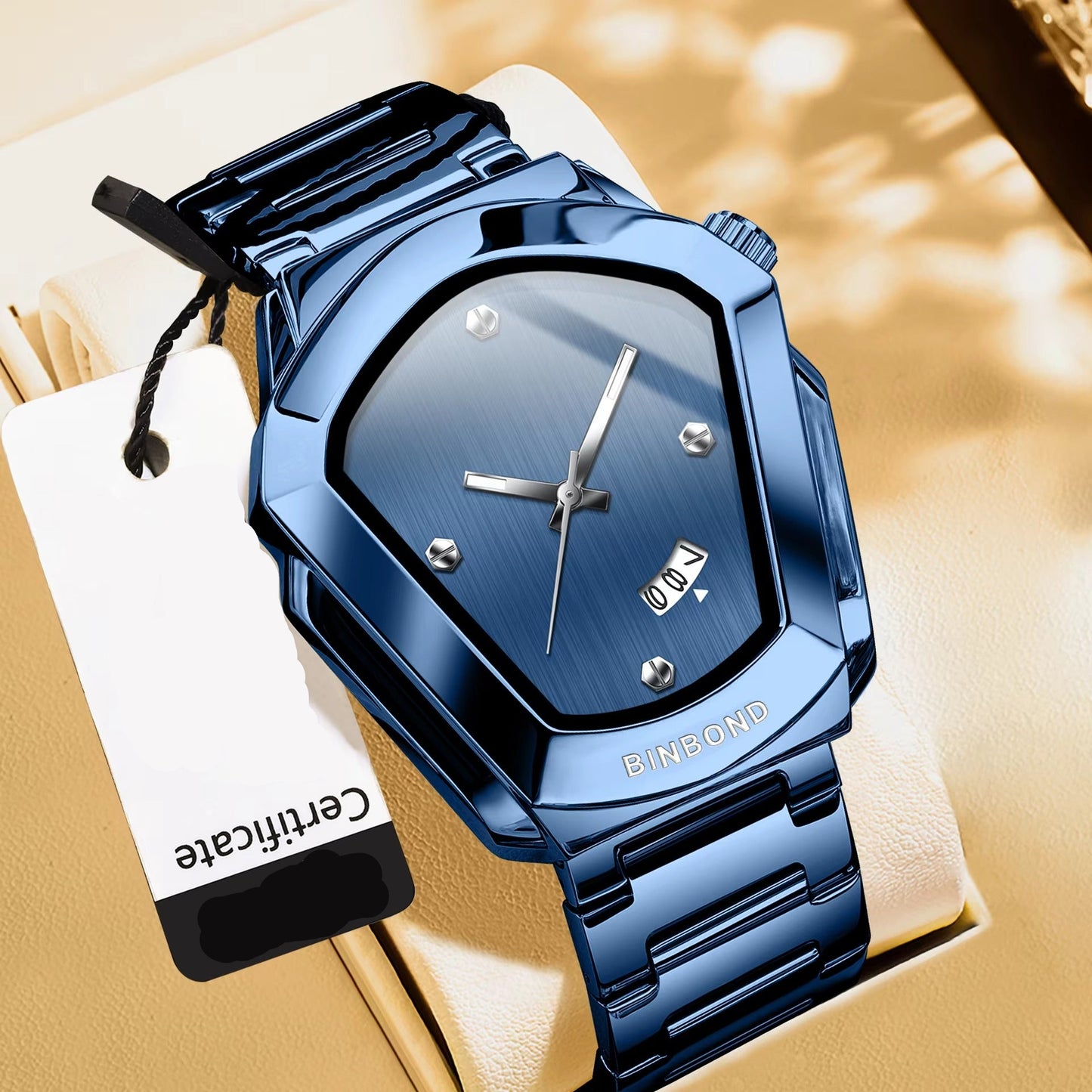 Außergewöhnlich geformte Edelstahl Armbanduhr "Quarzo diamante no.4165" - PITANI