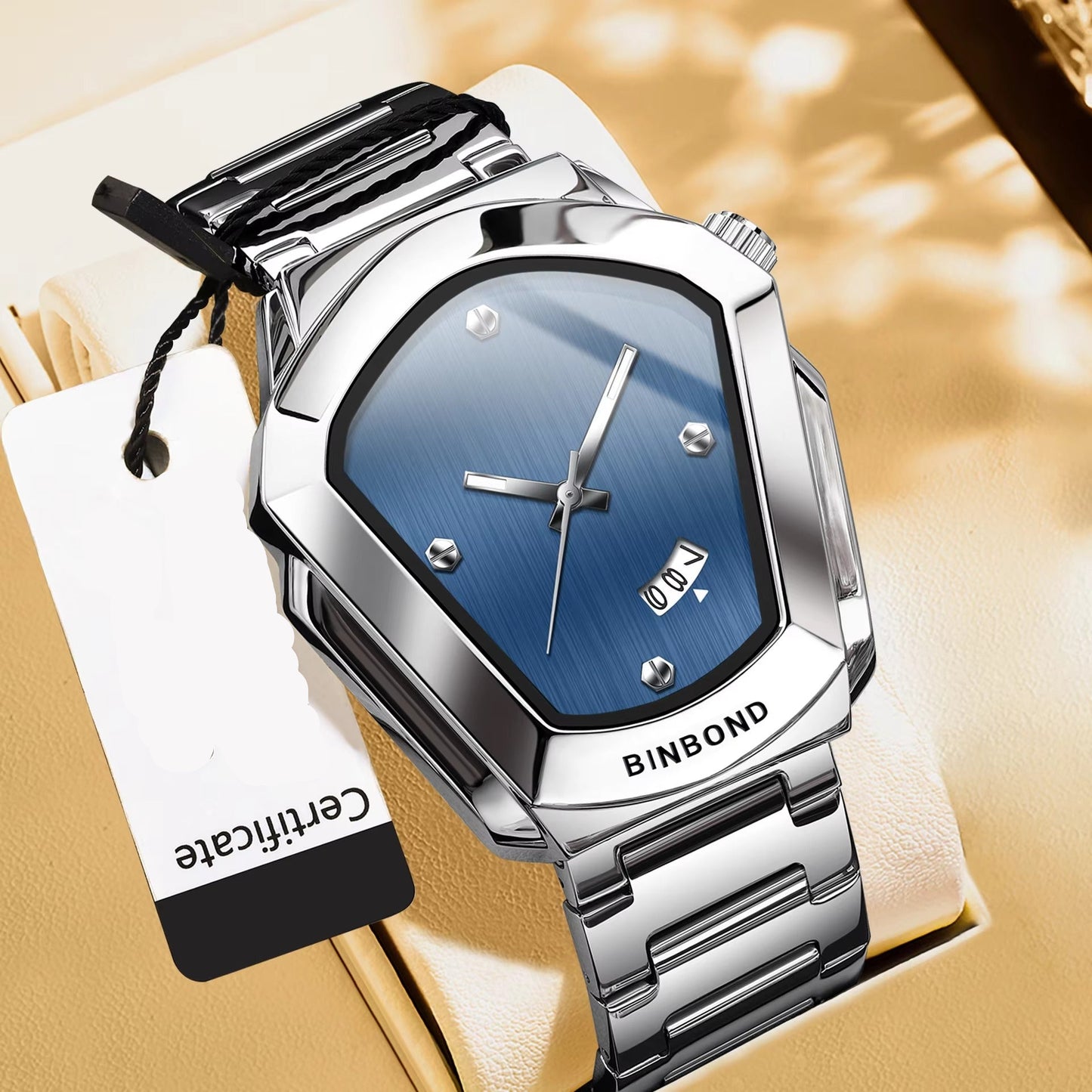 Außergewöhnlich geformte Edelstahl Armbanduhr "Quarzo diamante no.4165" - PITANI