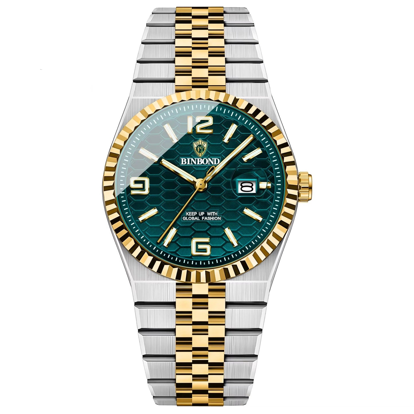 Elegant gestreifte Edelstahl Armbanduhr "Calendario al quarzo impermeabile no.4171" - PITANI