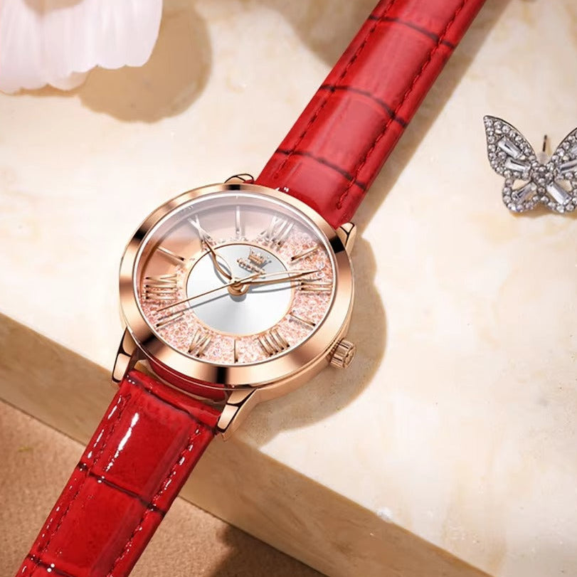 Leder Armbanduhr mit Glitzer Ziffernblatt "Moda elegante no.5132" - PITANI