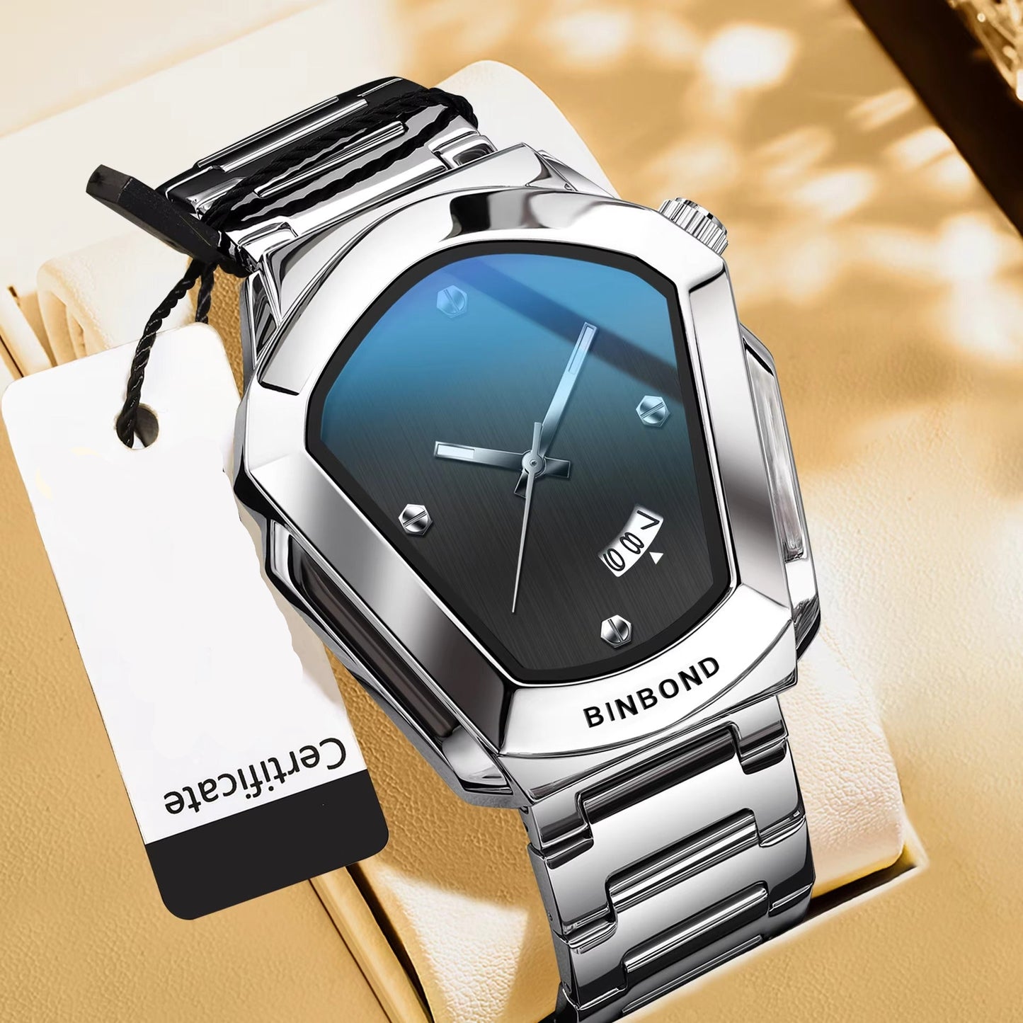 Außergewöhnlich geformte Edelstahl Armbanduhr "Quarzo diamante no.4165" - PITANI