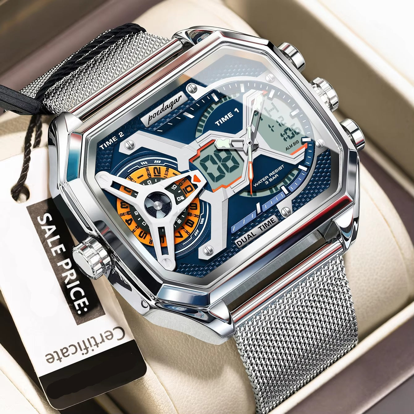 Außergewöhnliche Armbanduhr mit digitaler Anzeige "Orologio da uomo rettangolare di alta moda no.4190" - PITANI