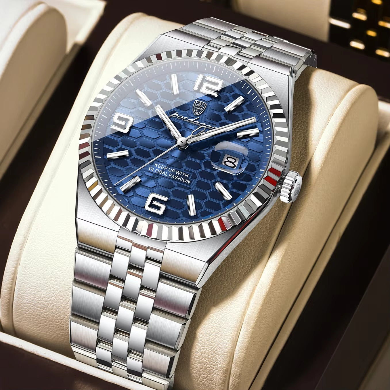 Edelstahl Armbanduhr "Impermeabile no.4160" mit Wabenförmigem Ziffernblatt - PITANI