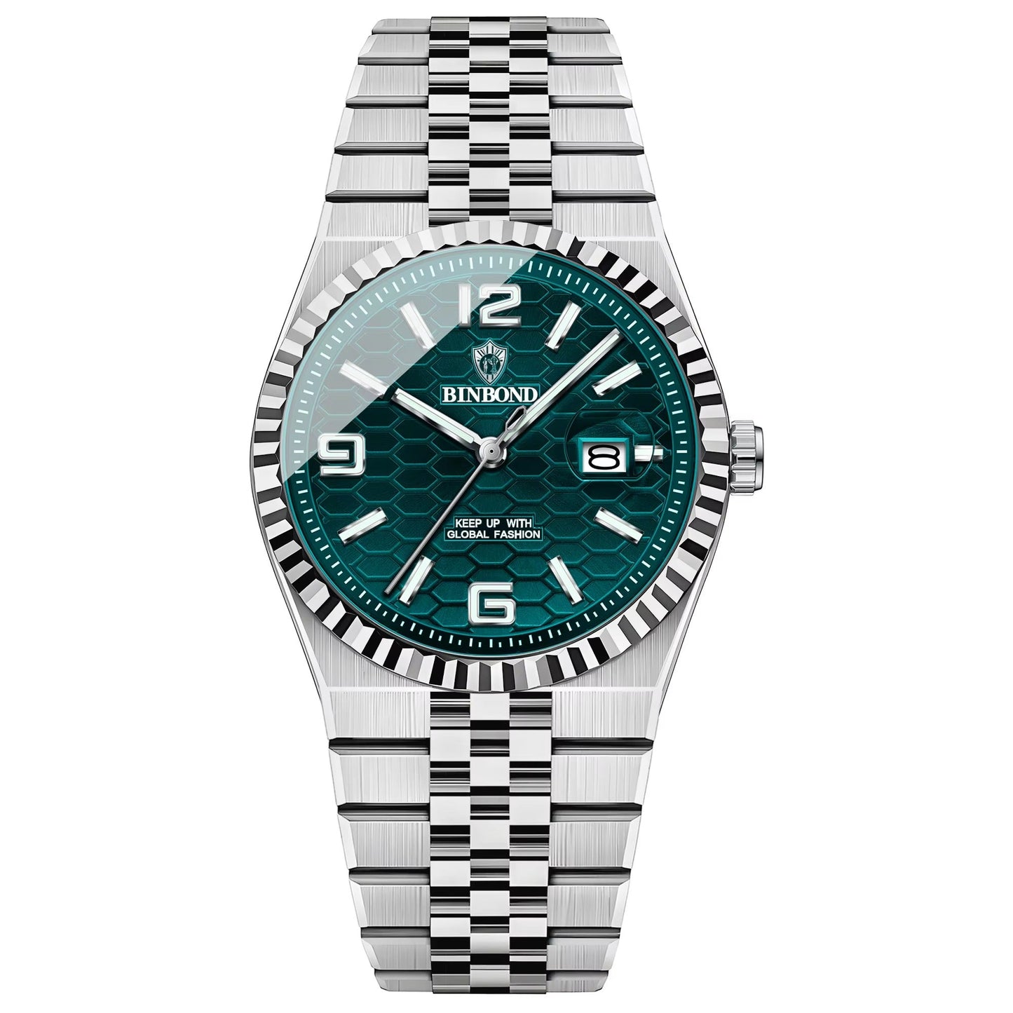 Elegant gestreifte Edelstahl Armbanduhr "Calendario al quarzo impermeabile no.4171" - PITANI