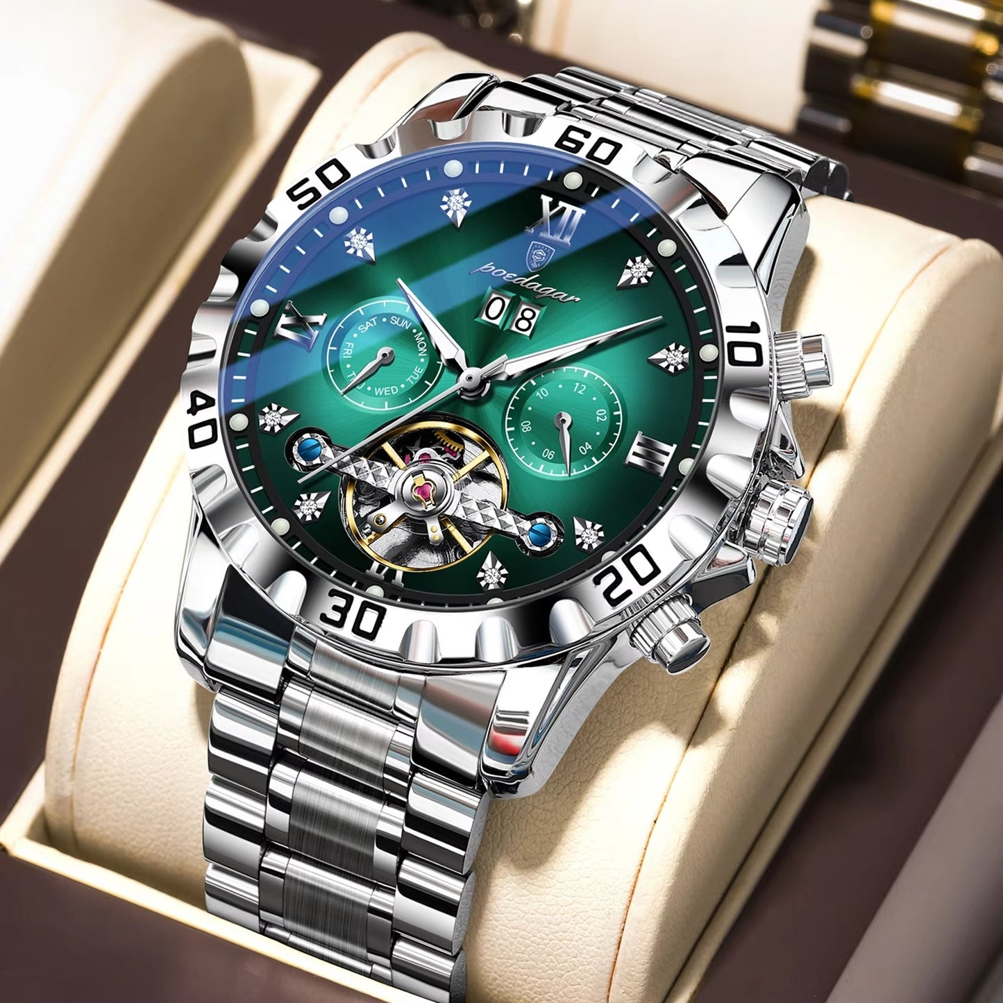 Außergewöhnliche Edelstahl Automatik Armbanduhr "Data automatica no.4158" - PITANI