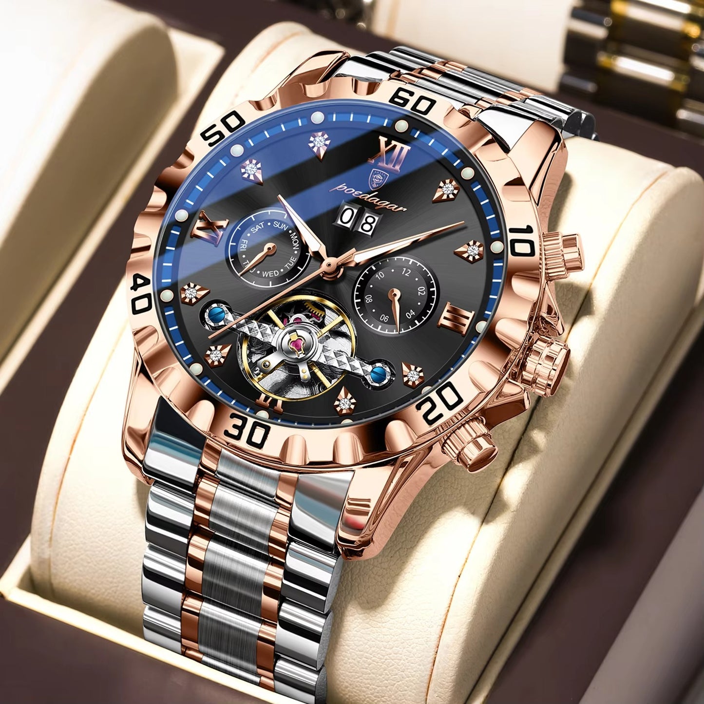 Außergewöhnliche Edelstahl Automatik Armbanduhr "Data automatica no.4158" - PITANI