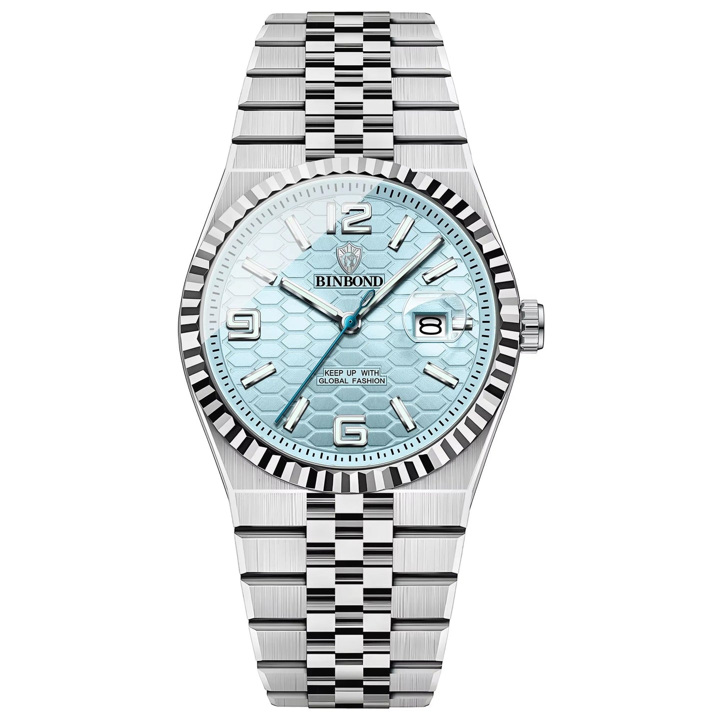 Elegant gestreifte Edelstahl Armbanduhr "Calendario al quarzo impermeabile no.4171" - PITANI