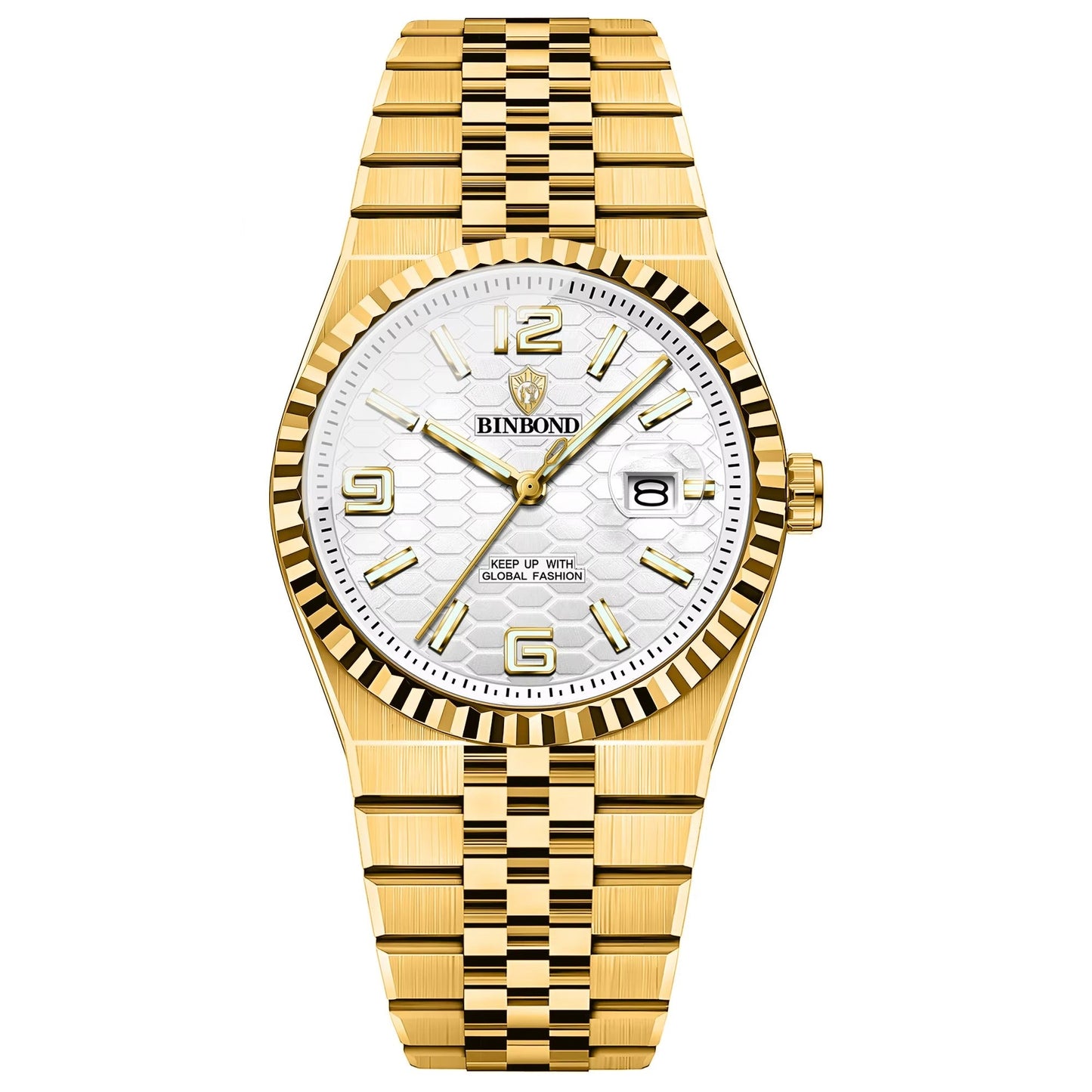 Elegant gestreifte Edelstahl Armbanduhr "Calendario al quarzo impermeabile no.4171" - PITANI