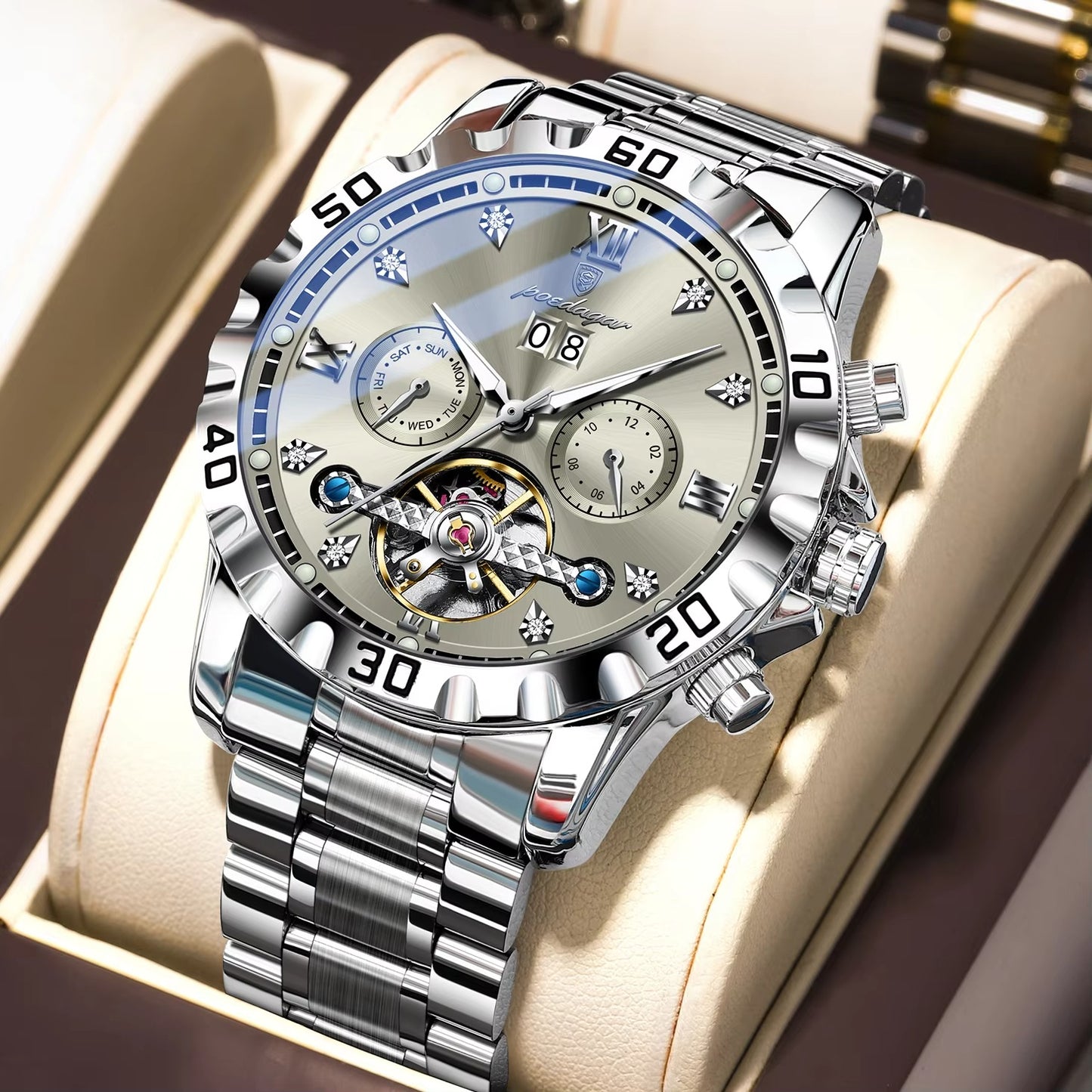 Außergewöhnliche Edelstahl Automatik Armbanduhr "Data automatica no.4158" - PITANI